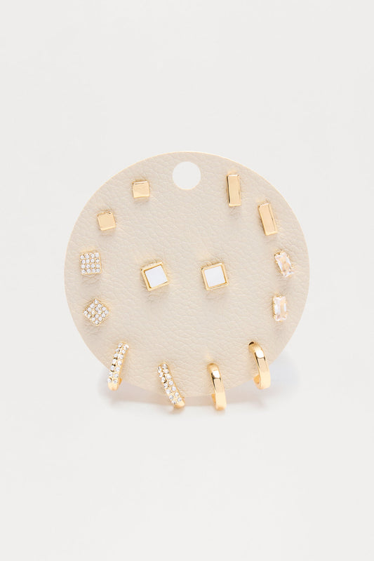 Shine Everyday 7 Pair Multi Earring Set - Gold