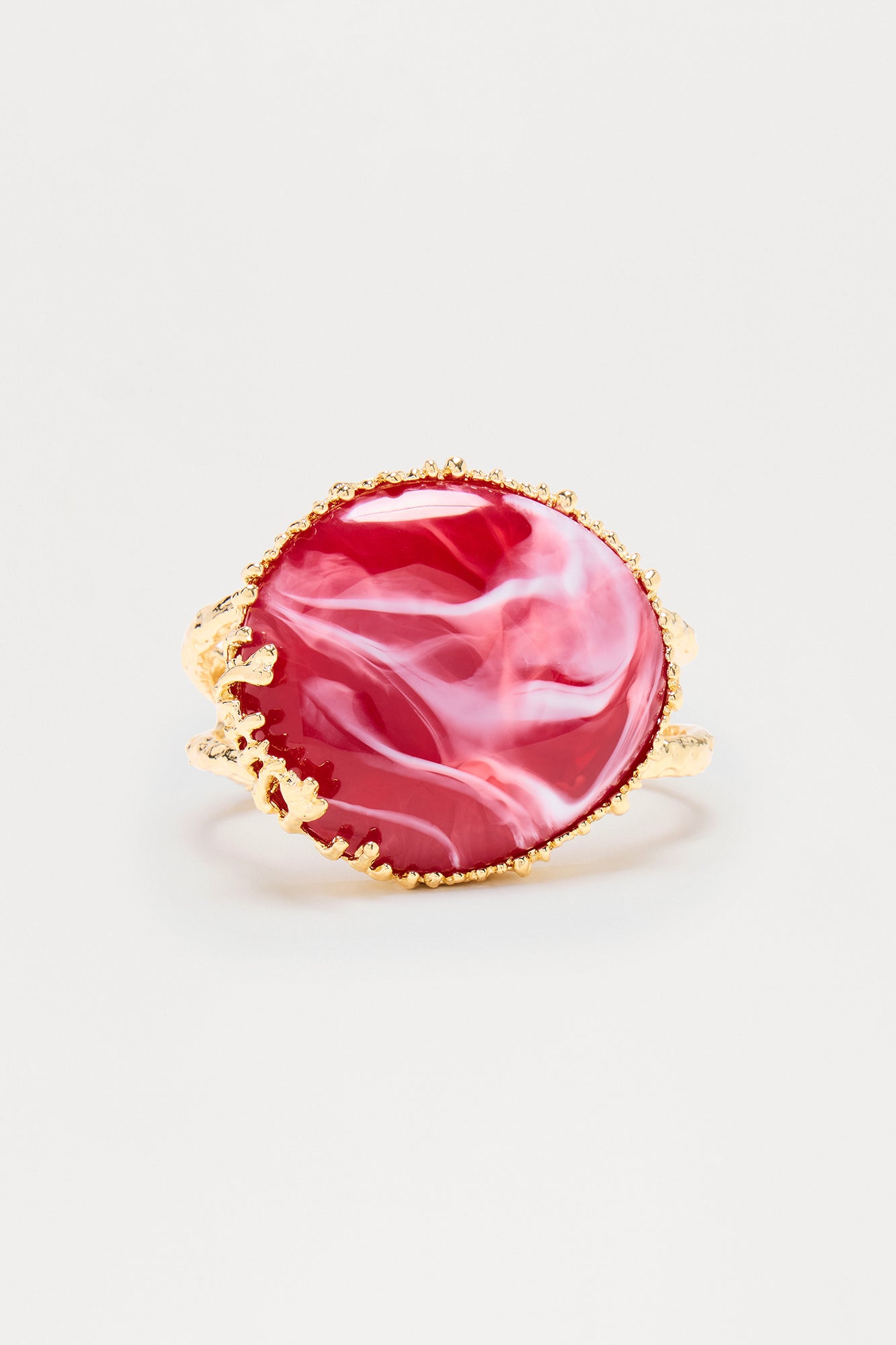 Royal Grip Jeweled Cuff Bracelet - Gold/Red