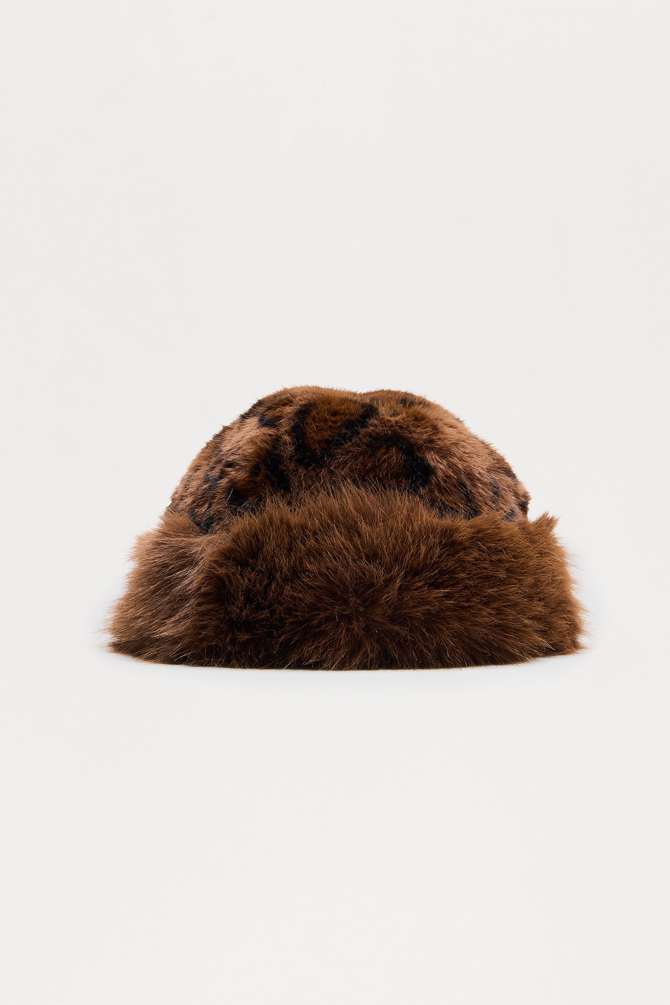 Play To Win Faux Fur Bucket Hat - Brown/combo