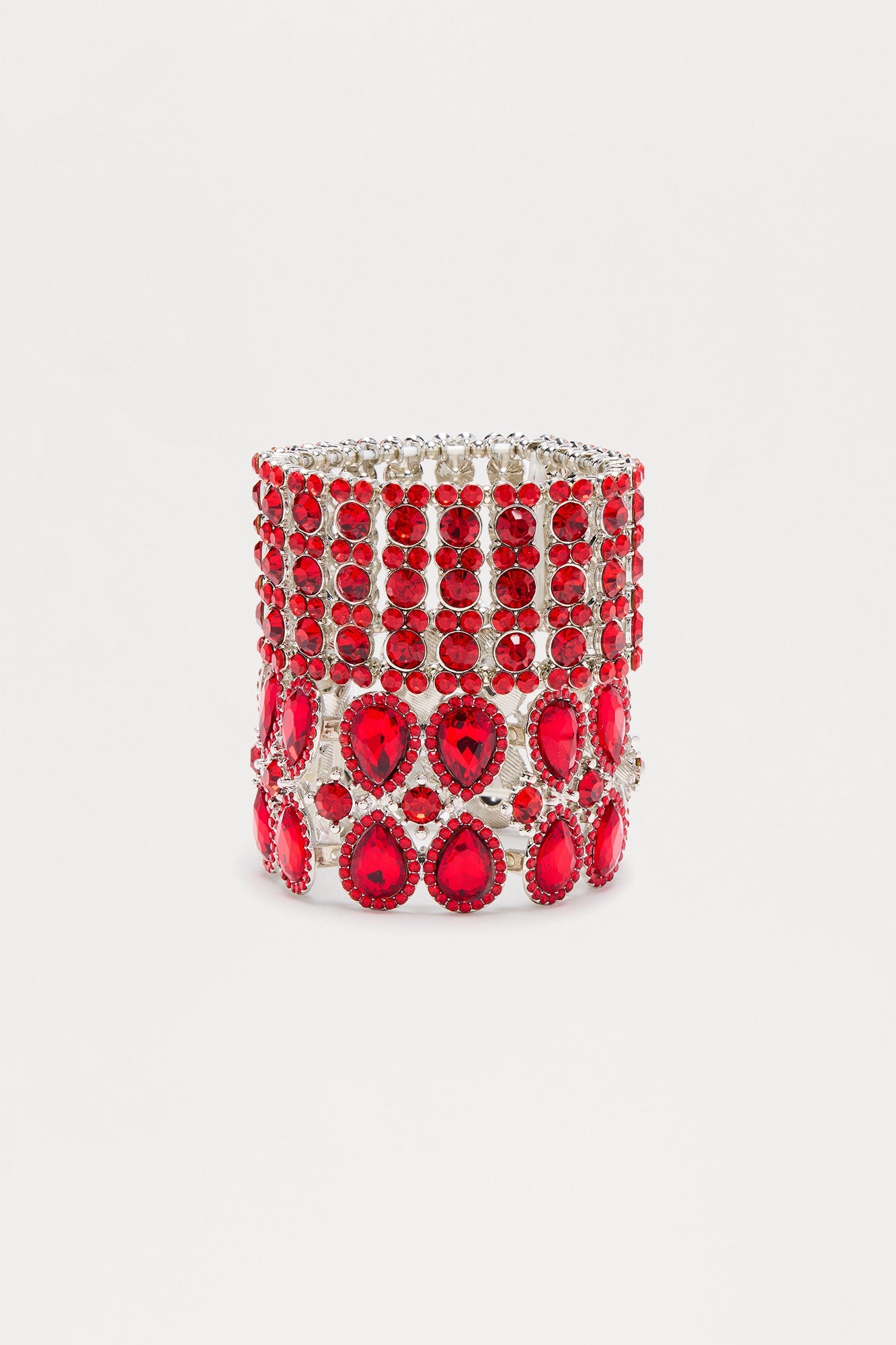 Duo Of Light 2 Piece Stretch Bracelet Set - Silver/Red