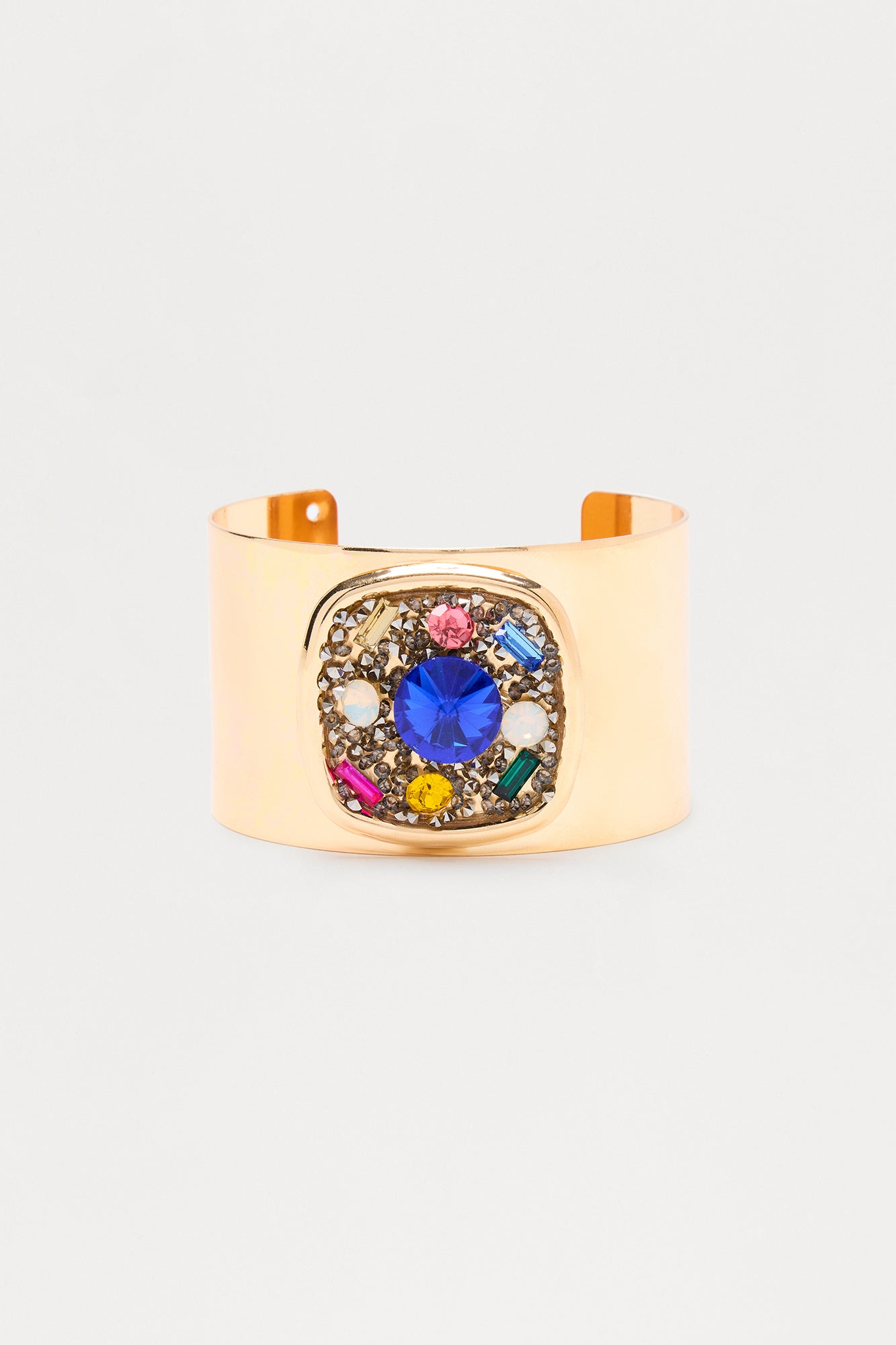 Moonlit Shine Jeweled Cuff Bracelet - Gold/Blue