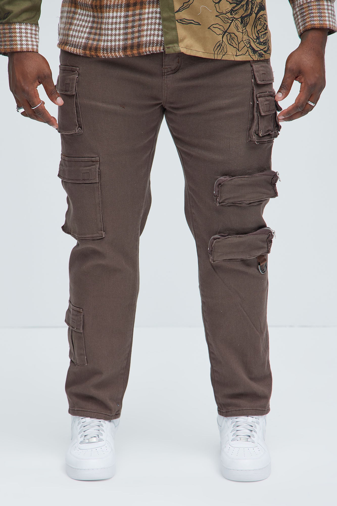 More Than One Cargo Pocket Slim Jeans - Brown