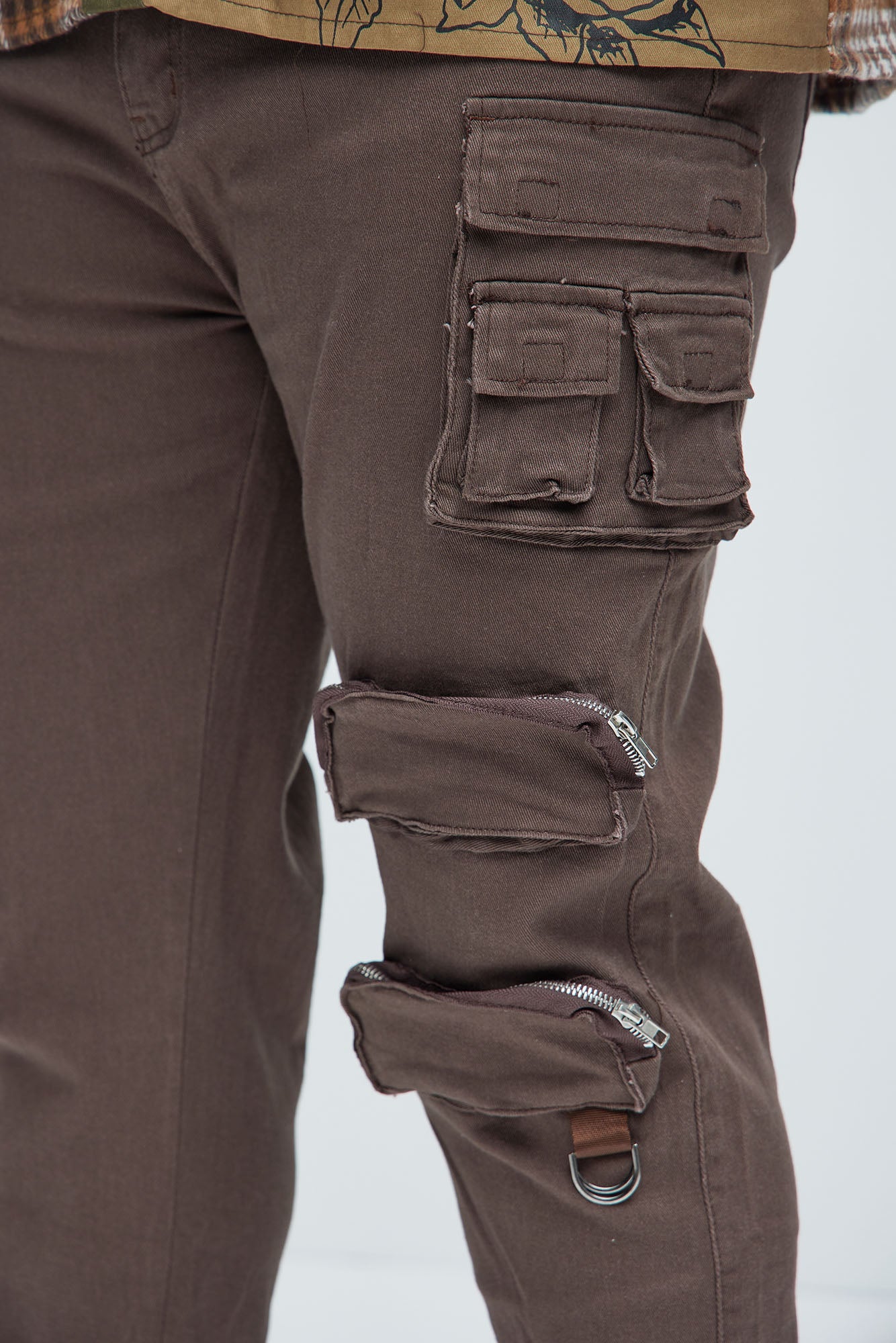 More Than One Cargo Pocket Slim Jeans - Brown