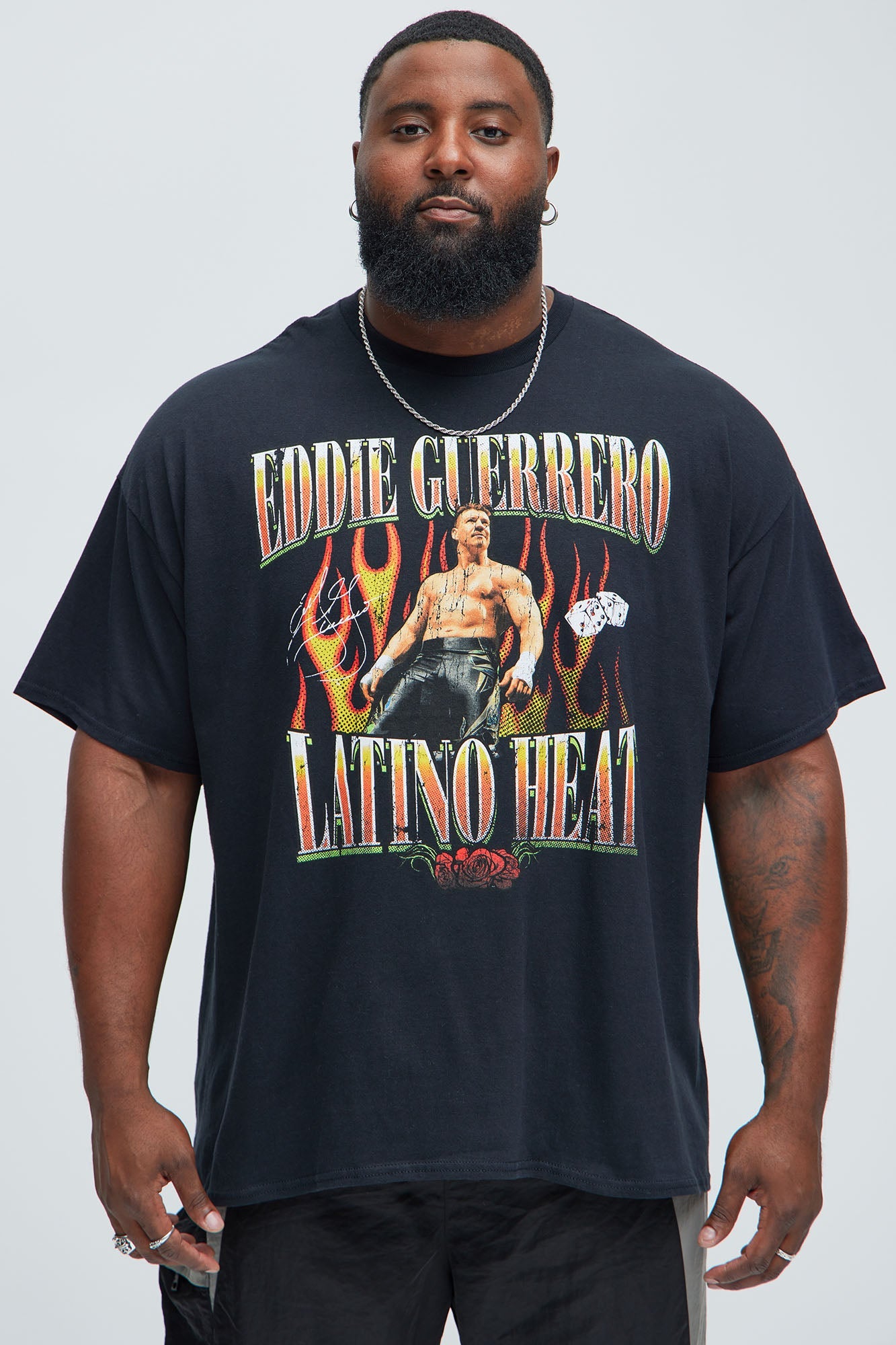 WWE Eddie Guerrero Latino Heat Oversized Short Sleeve Tee - Black