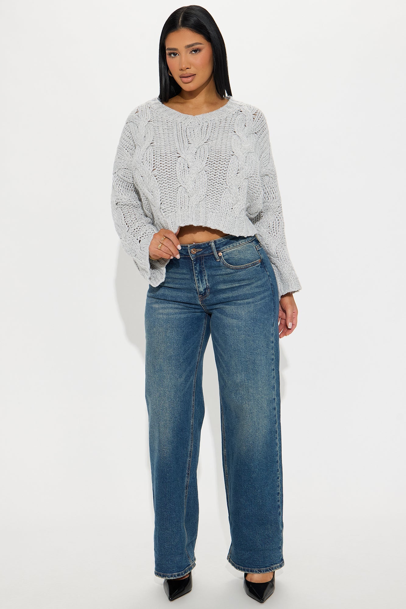 From The Archives Cable Knit Sweater - Grey