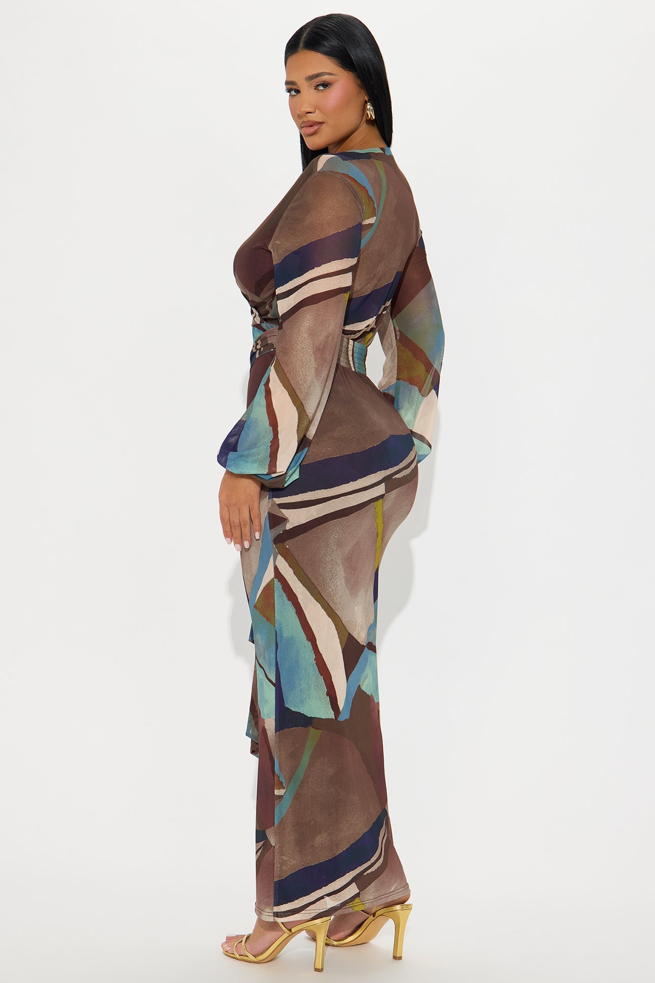 Dreaming Big Mesh Maxi Dress - Blue/combo