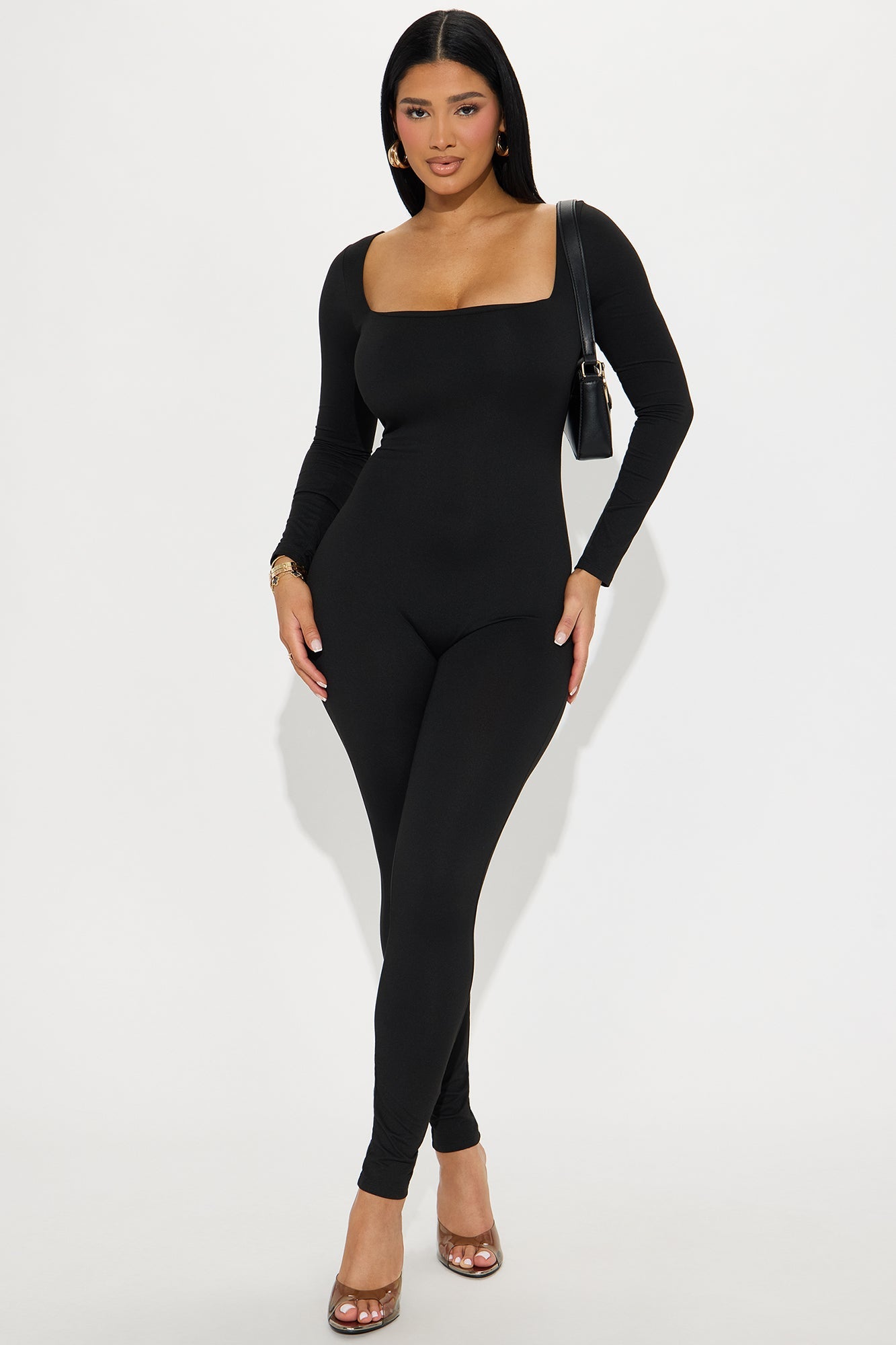 Monique Square Neck Jumpsuit - Black