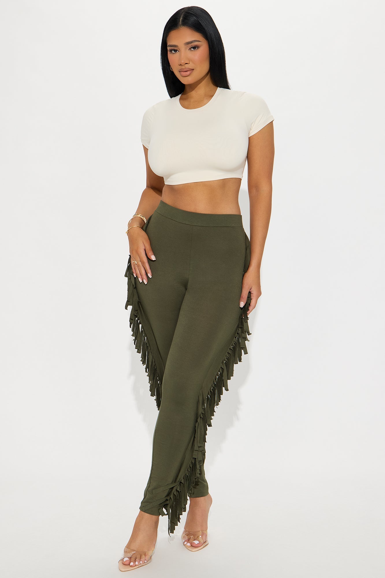 Shake It Like a Fringe Shaker Legging - Military Green