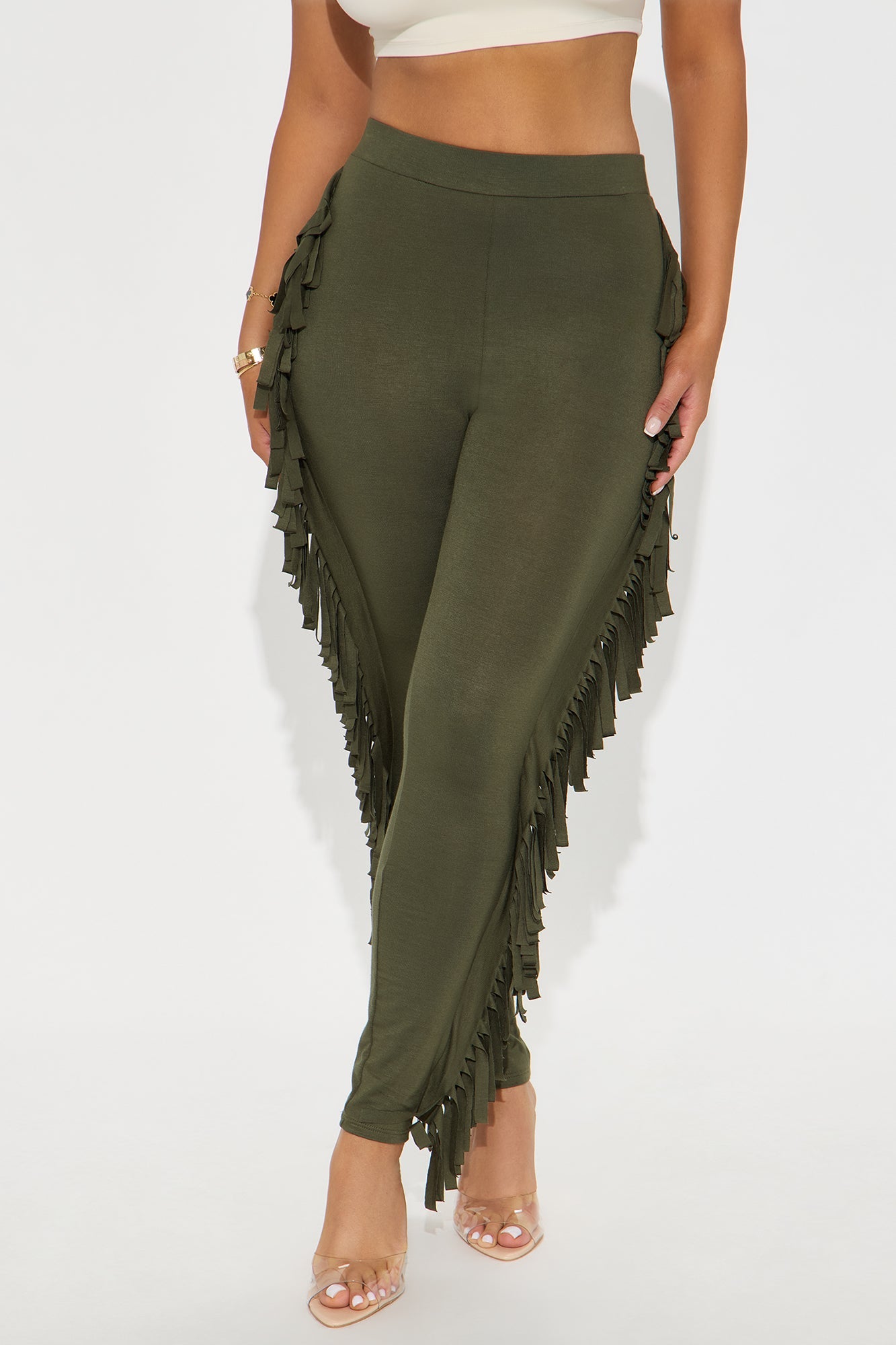 Shake It Like a Fringe Shaker Legging - Military Green