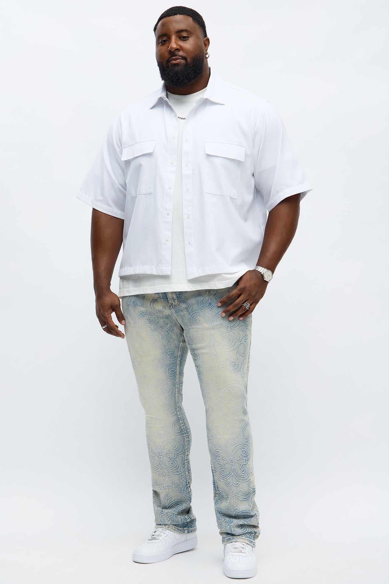 Stacked Skinny Flare Mystic Embroidered Jean - Light Wash