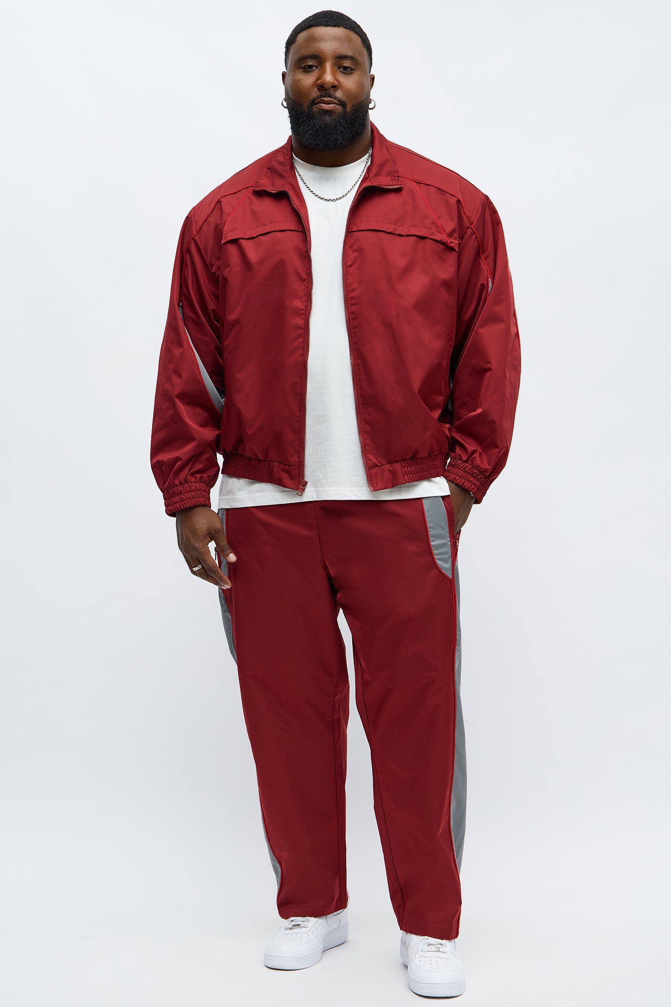 Straight Washed Cut The Track Pant - Red/combo