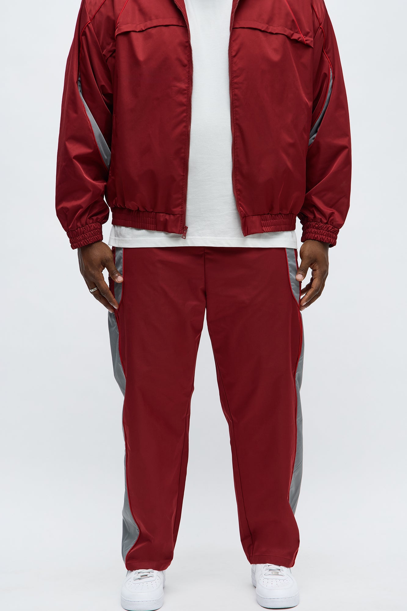 Straight Washed Cut The Track Pant - Red/combo