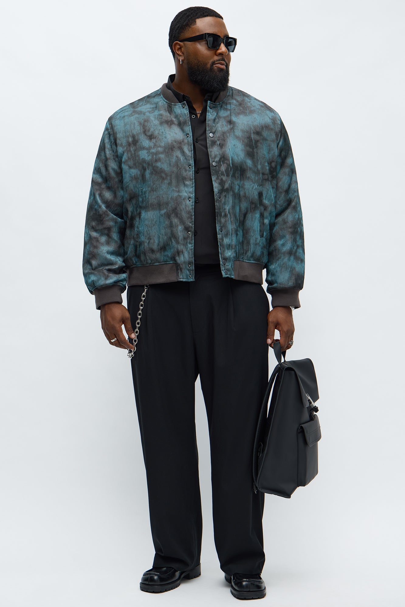 In The Trenches Iridescent Bomber Jacket - Blue/combo