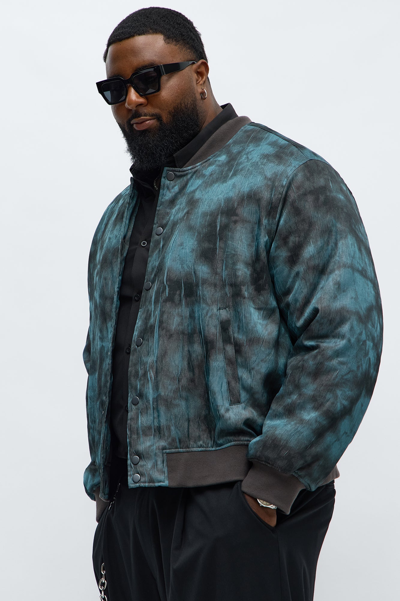 In The Trenches Iridescent Bomber Jacket - Blue/combo