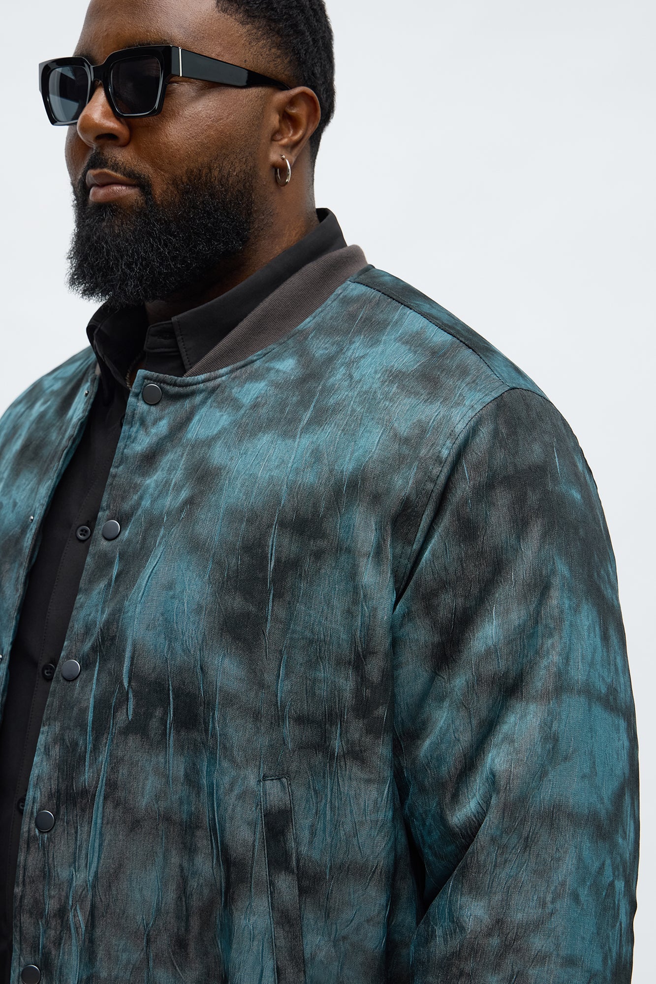 In The Trenches Iridescent Bomber Jacket - Blue/combo