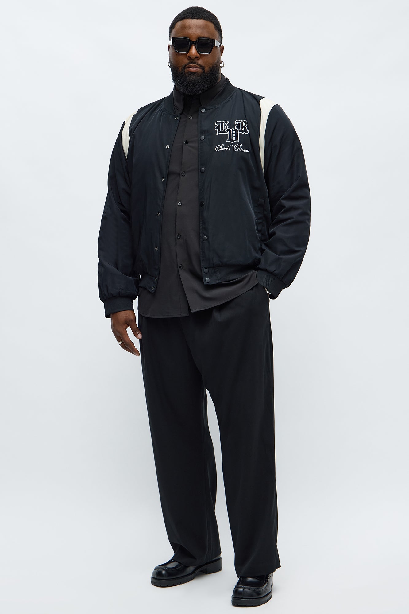 Lover Not A Fighter Bomber Jacket - Black/White