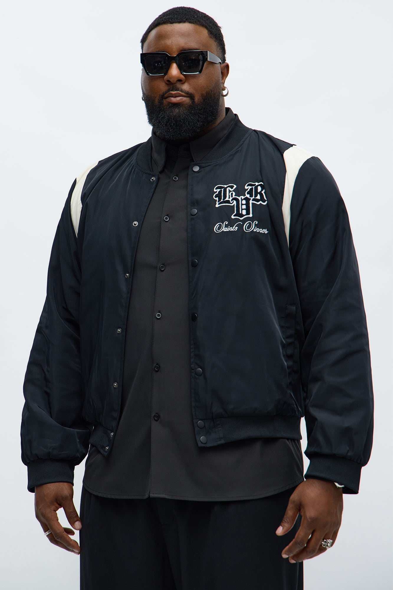 Lover Not A Fighter Bomber Jacket - Black/White