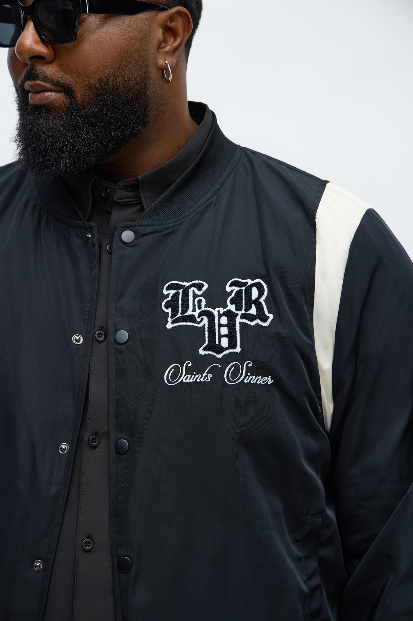 Lover Not A Fighter Bomber Jacket - Black/White