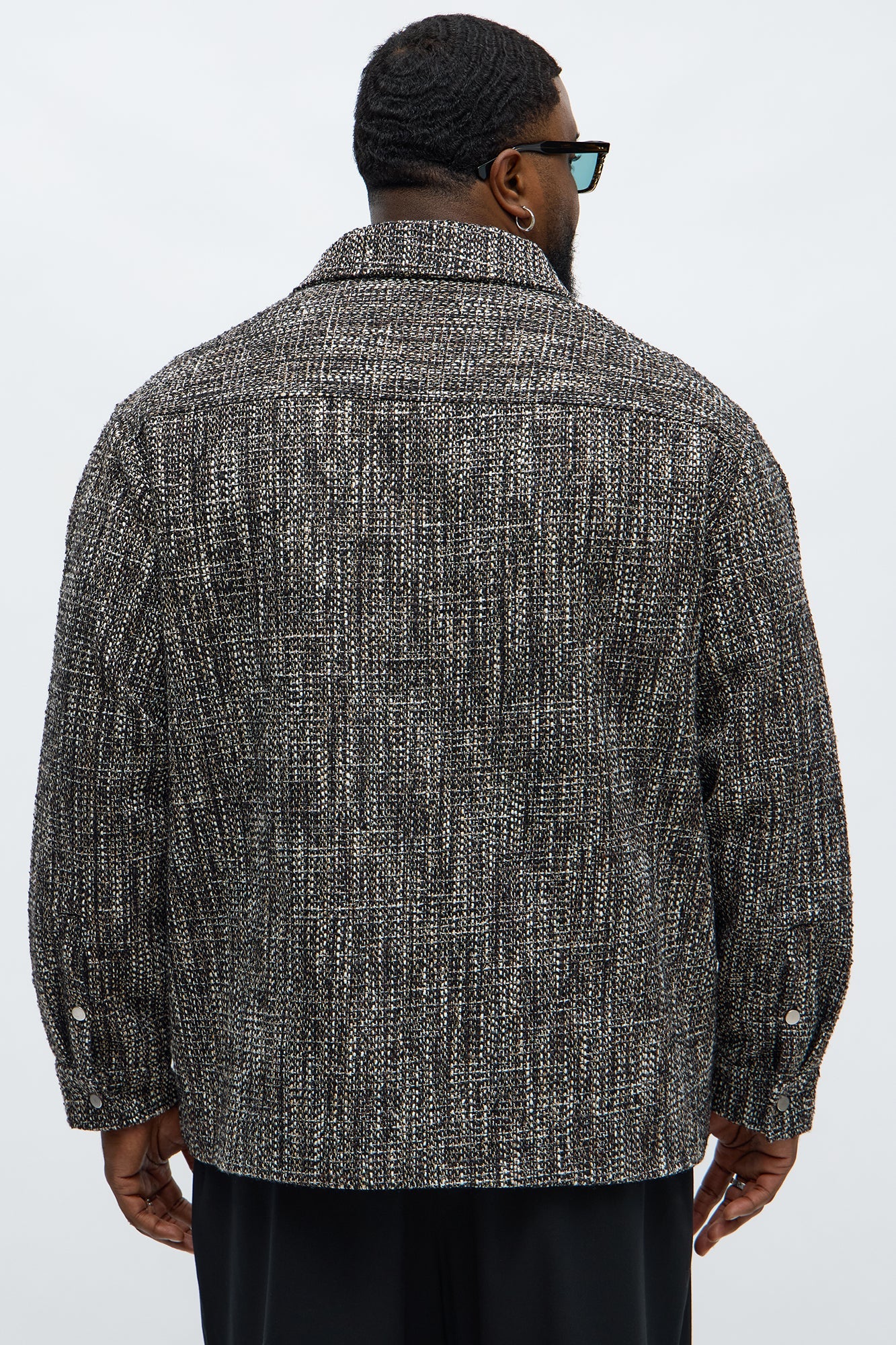 Tweed Button Shacket - Black/combo