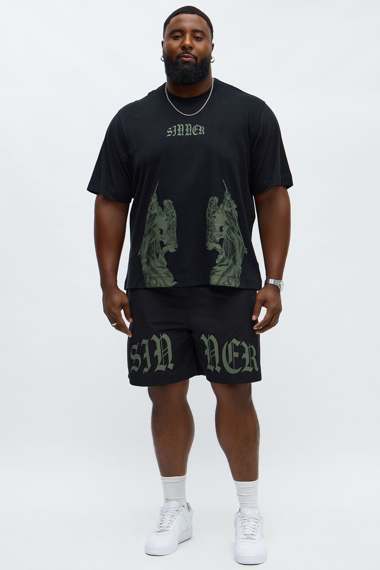 Sinner Front Back Tee - Black