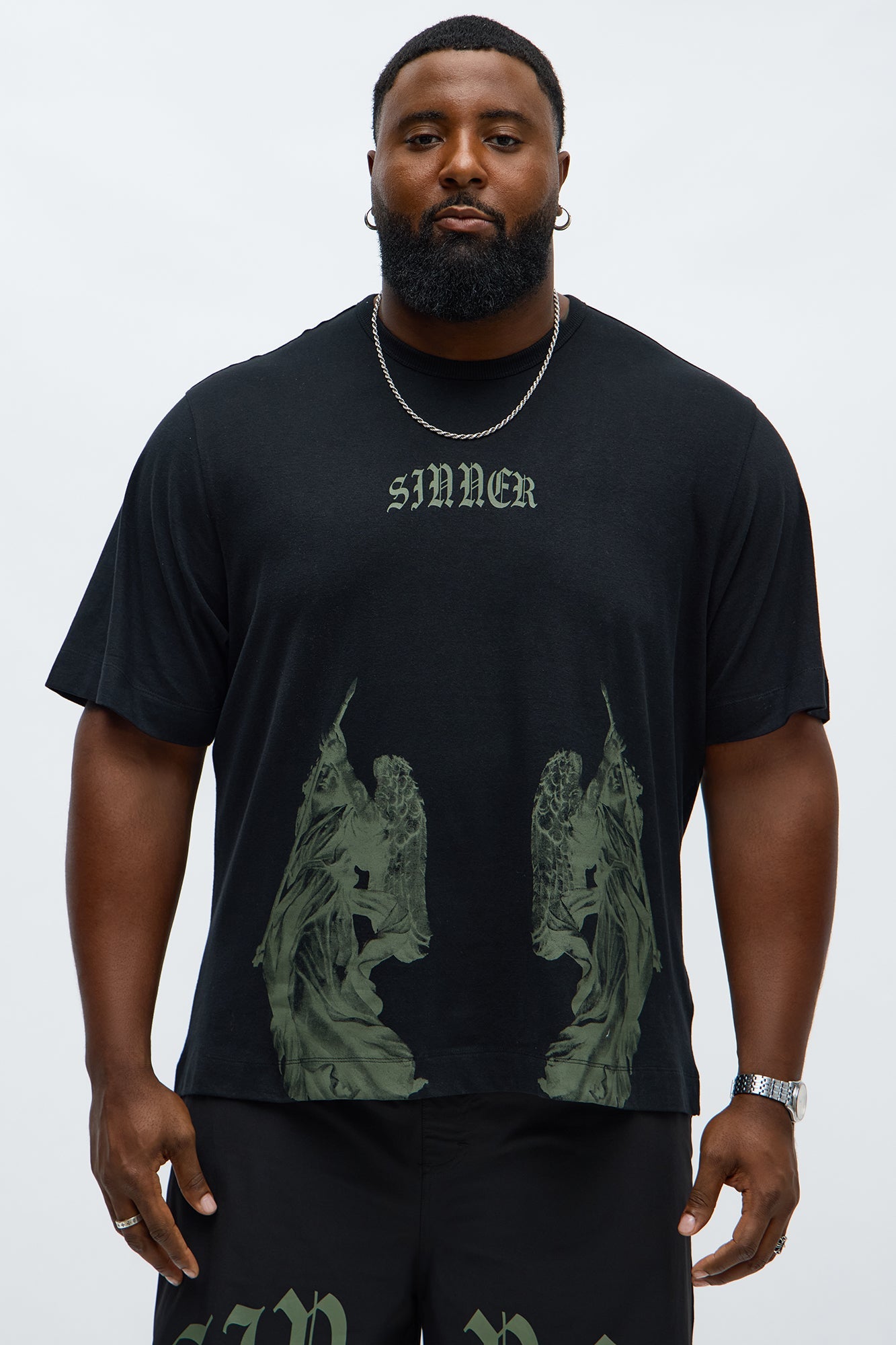 Sinner Front Back Tee - Black
