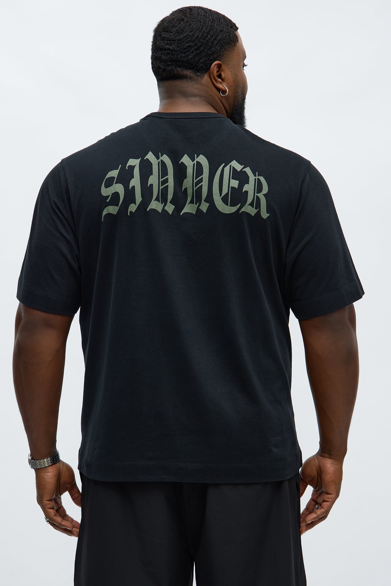 Sinner Front Back Tee - Black