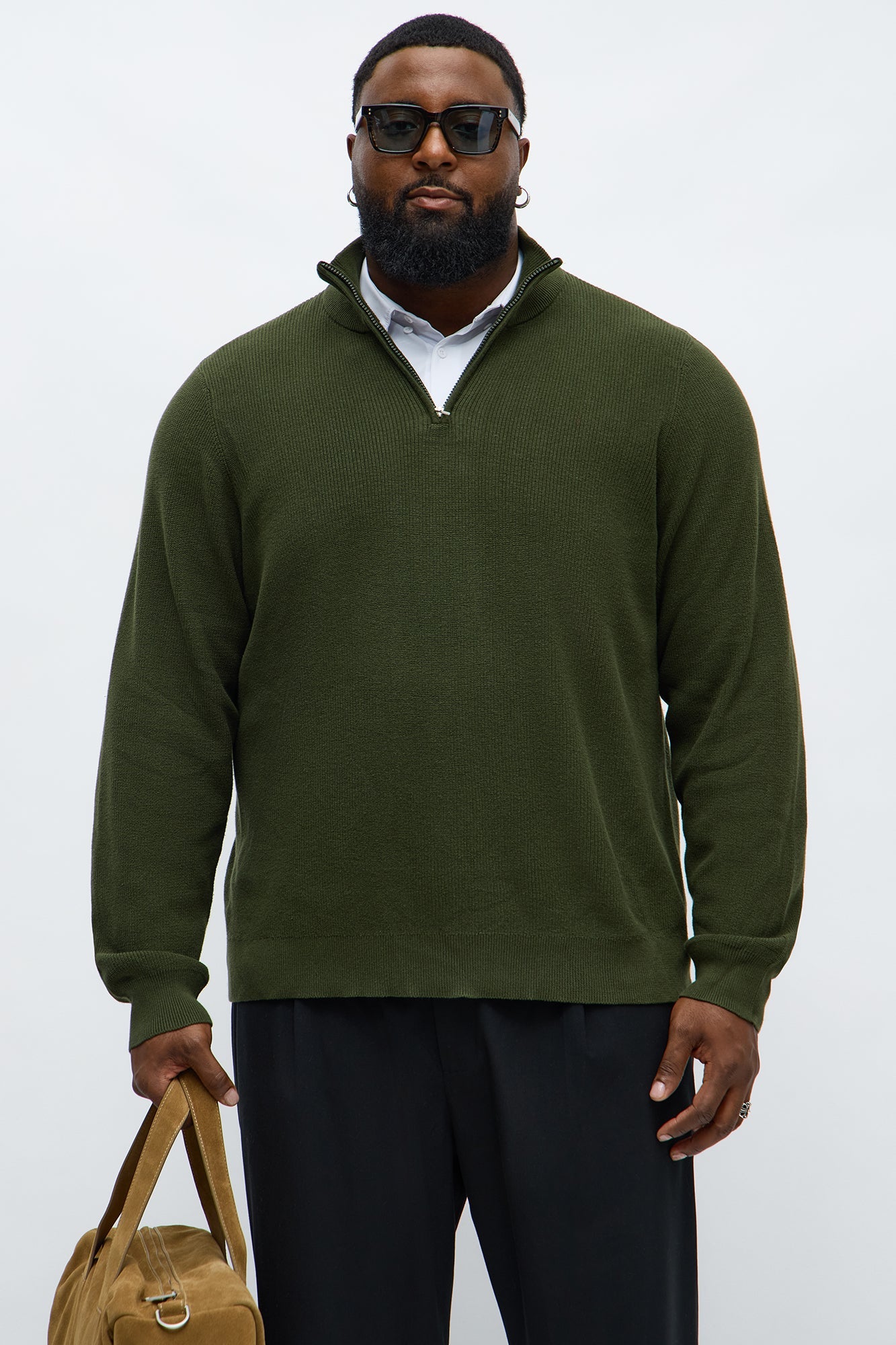 Shawn Quarter Zip Sweater - Olive