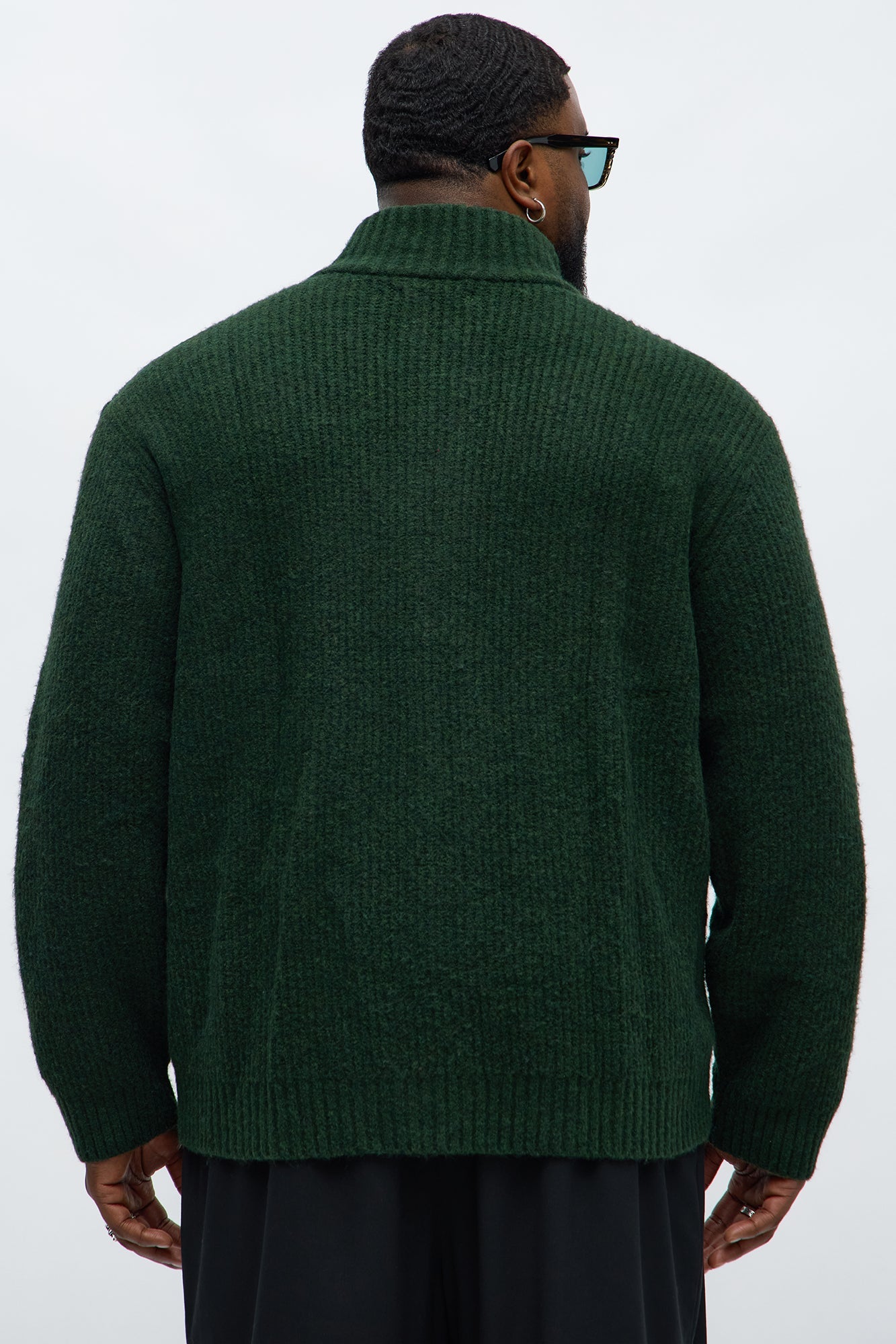 Oversized Willow Ribbed Zip Up Sweater - Olive