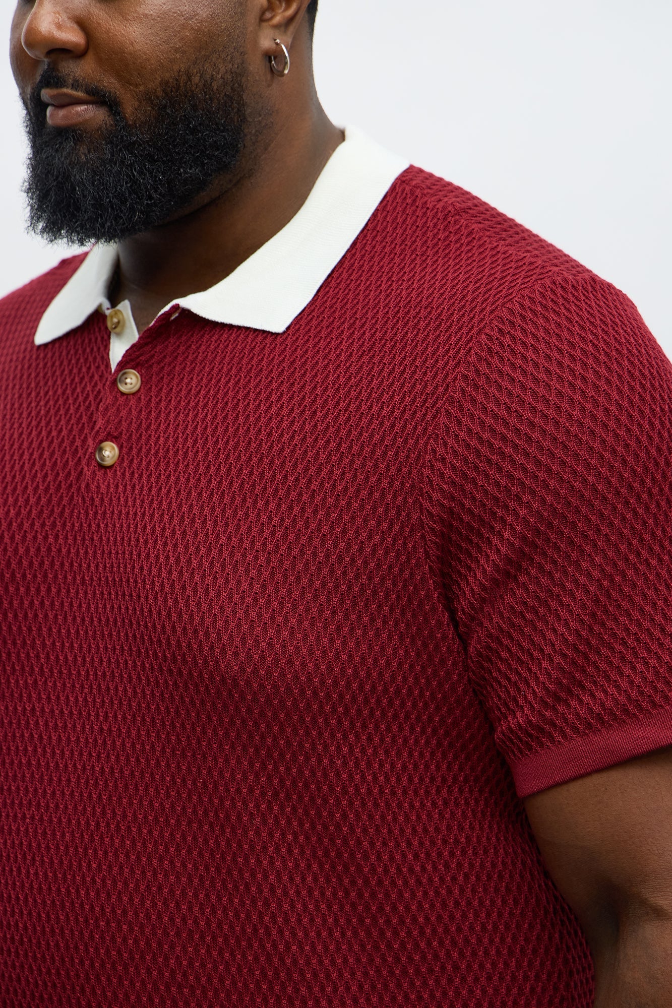 Clubhouse Textured Polo - Burgundy/combo
