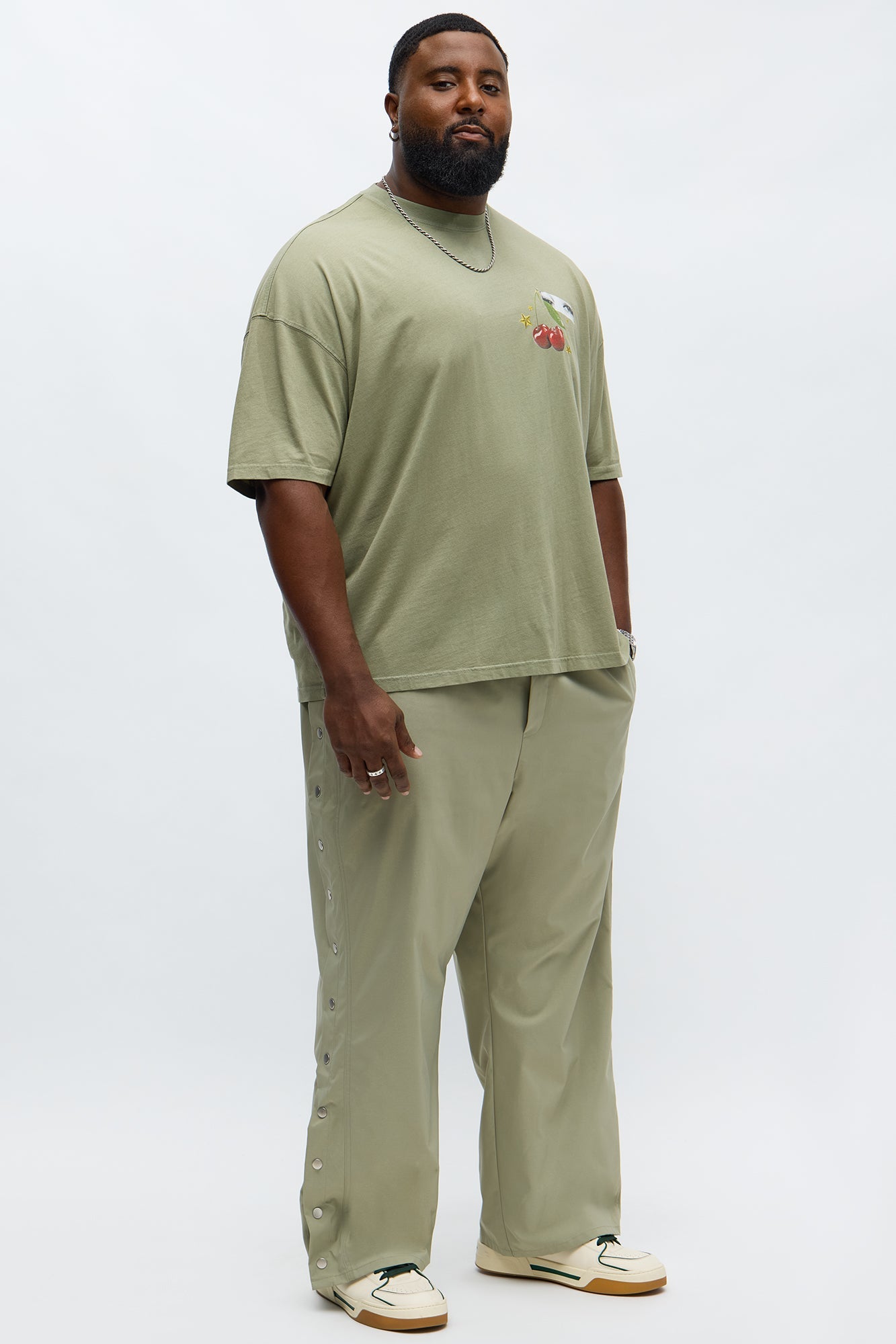 Baggy Lose Control Snap Button Pant - Sage