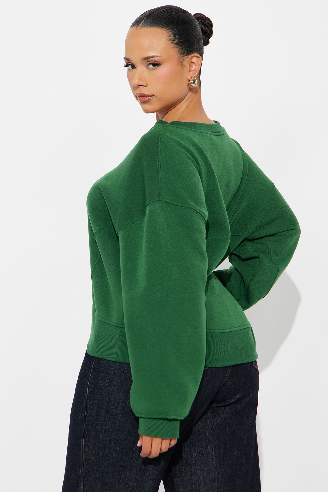 Effortless Vibes Fleece Sweatshirt - Hunter Green