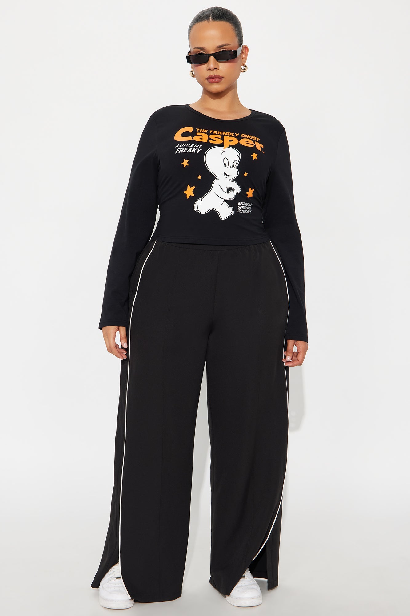 Casper The Friendly Ghost Long Sleeve Baby Tee - Black