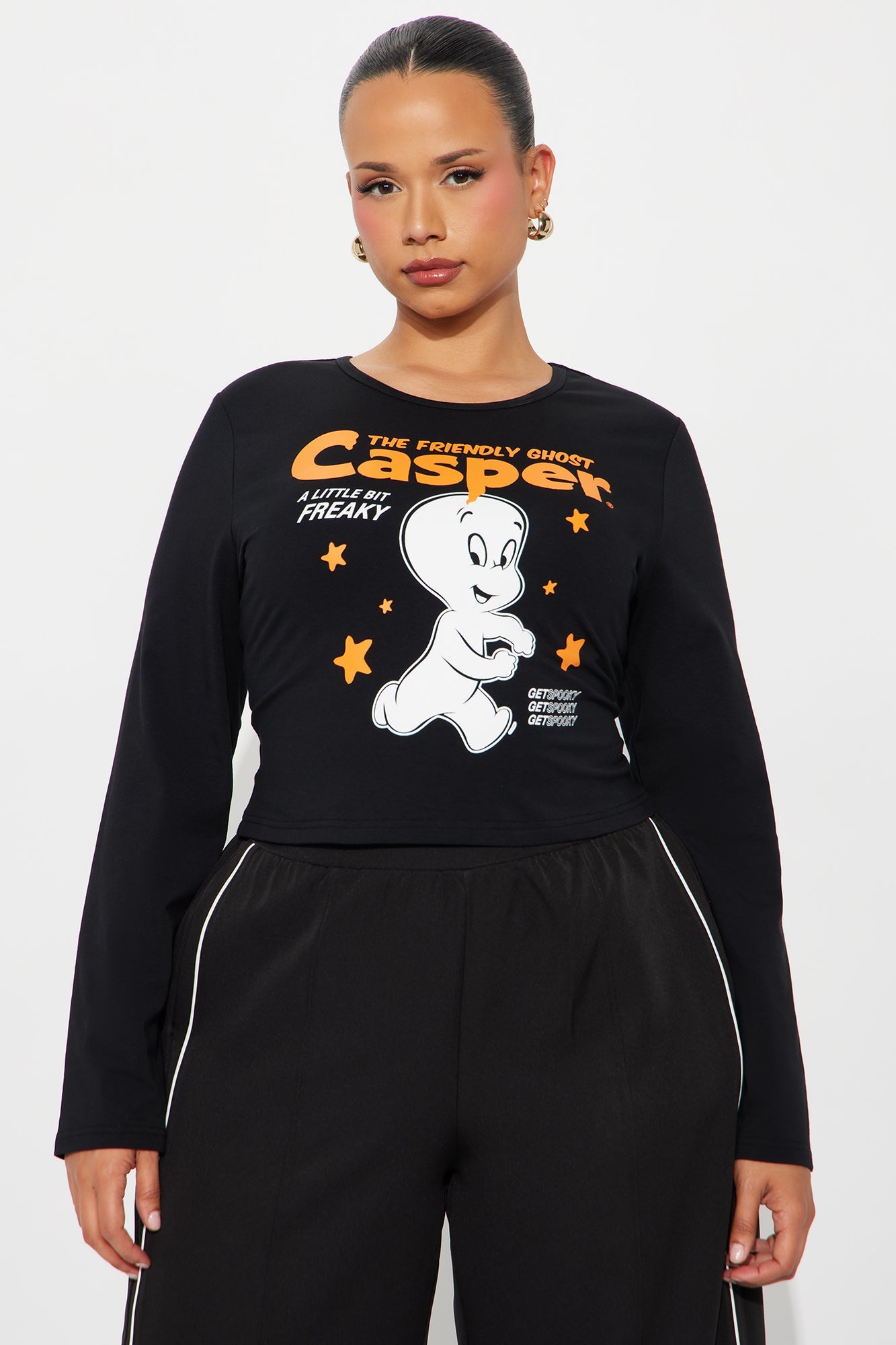 Casper The Friendly Ghost Long Sleeve Baby Tee - Black