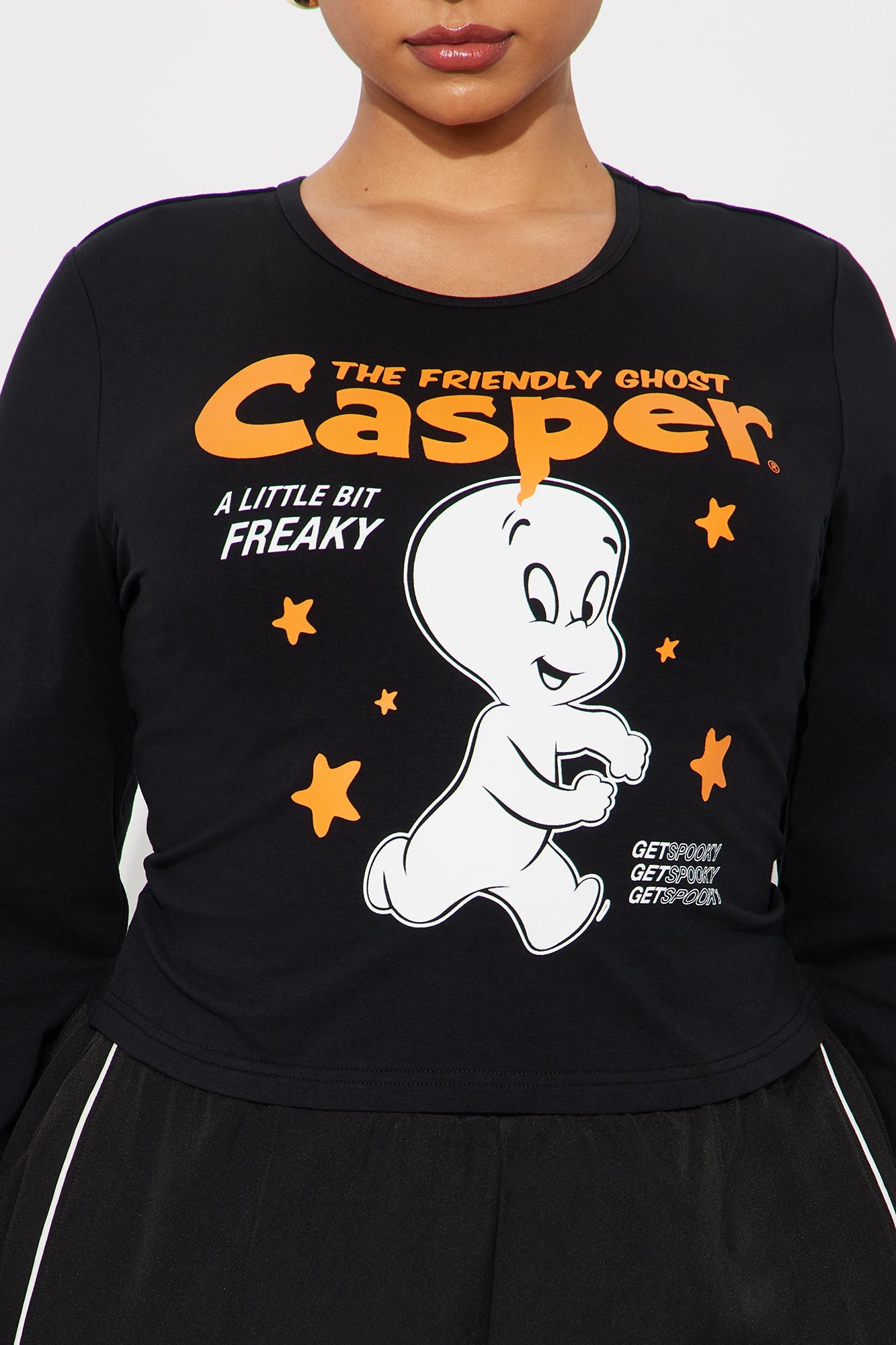 Casper The Friendly Ghost Long Sleeve Baby Tee - Black