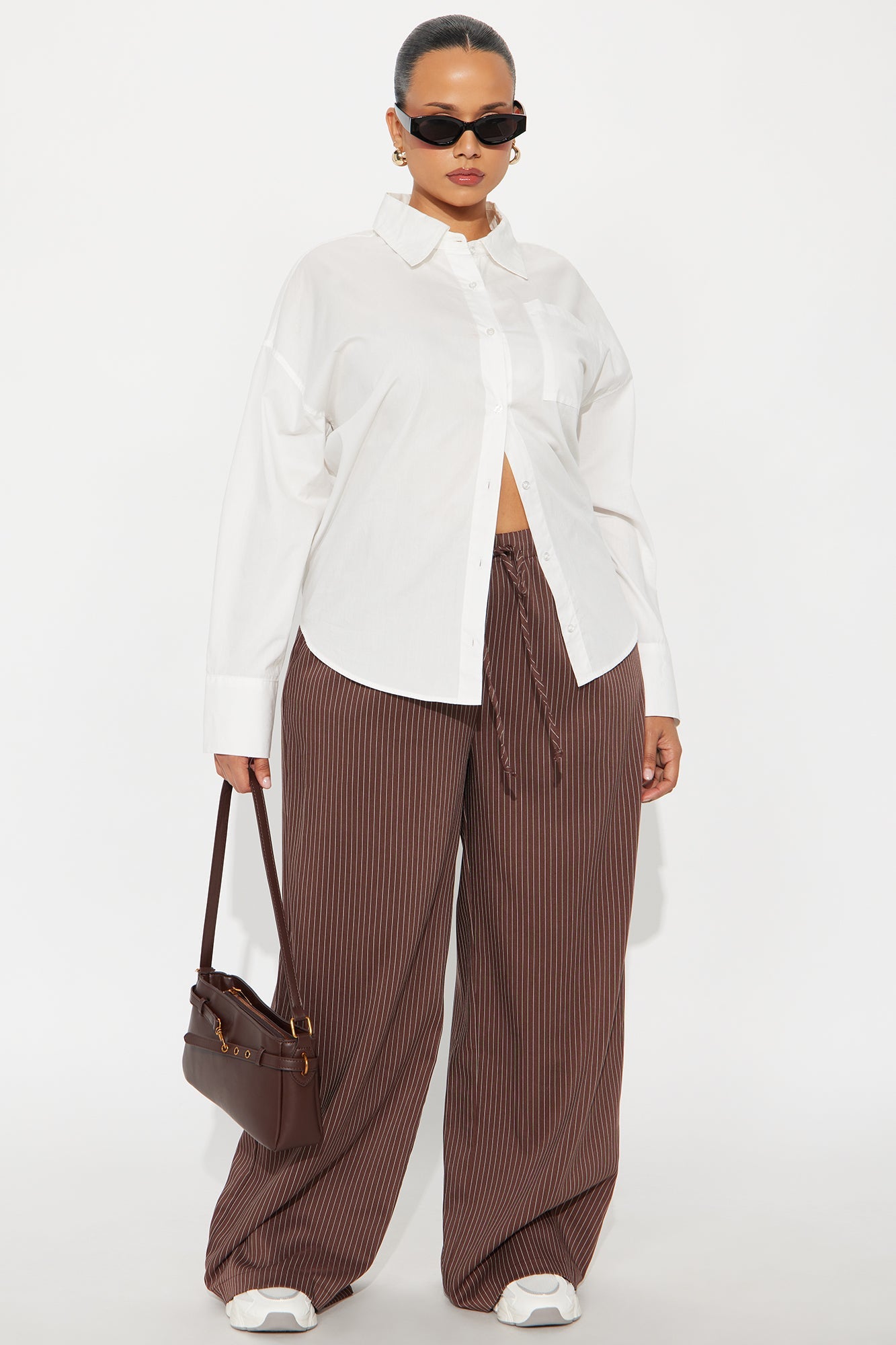 Until Next Time Pinstripe Trouser - Chocolate