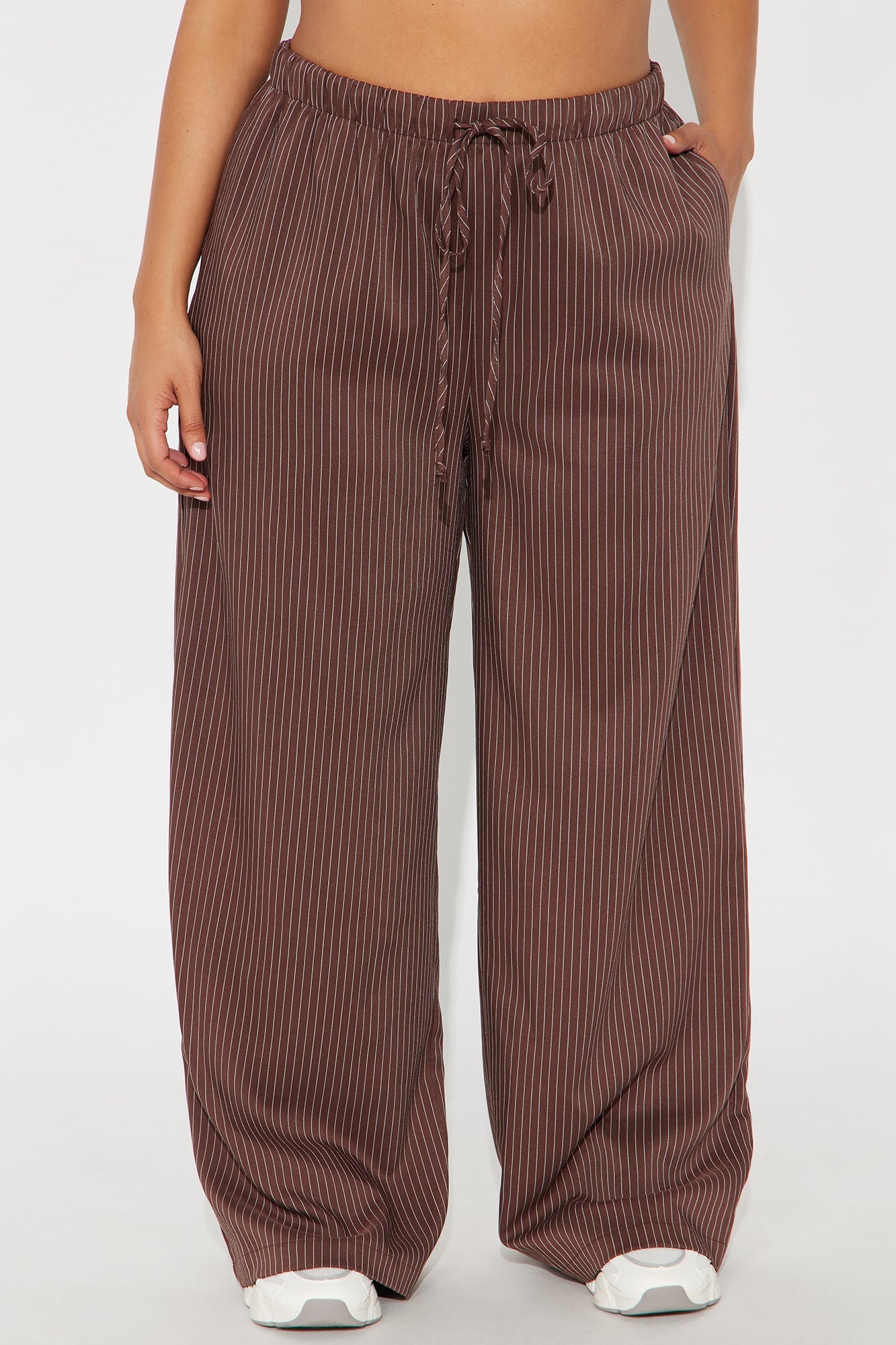 Until Next Time Pinstripe Trouser - Chocolate