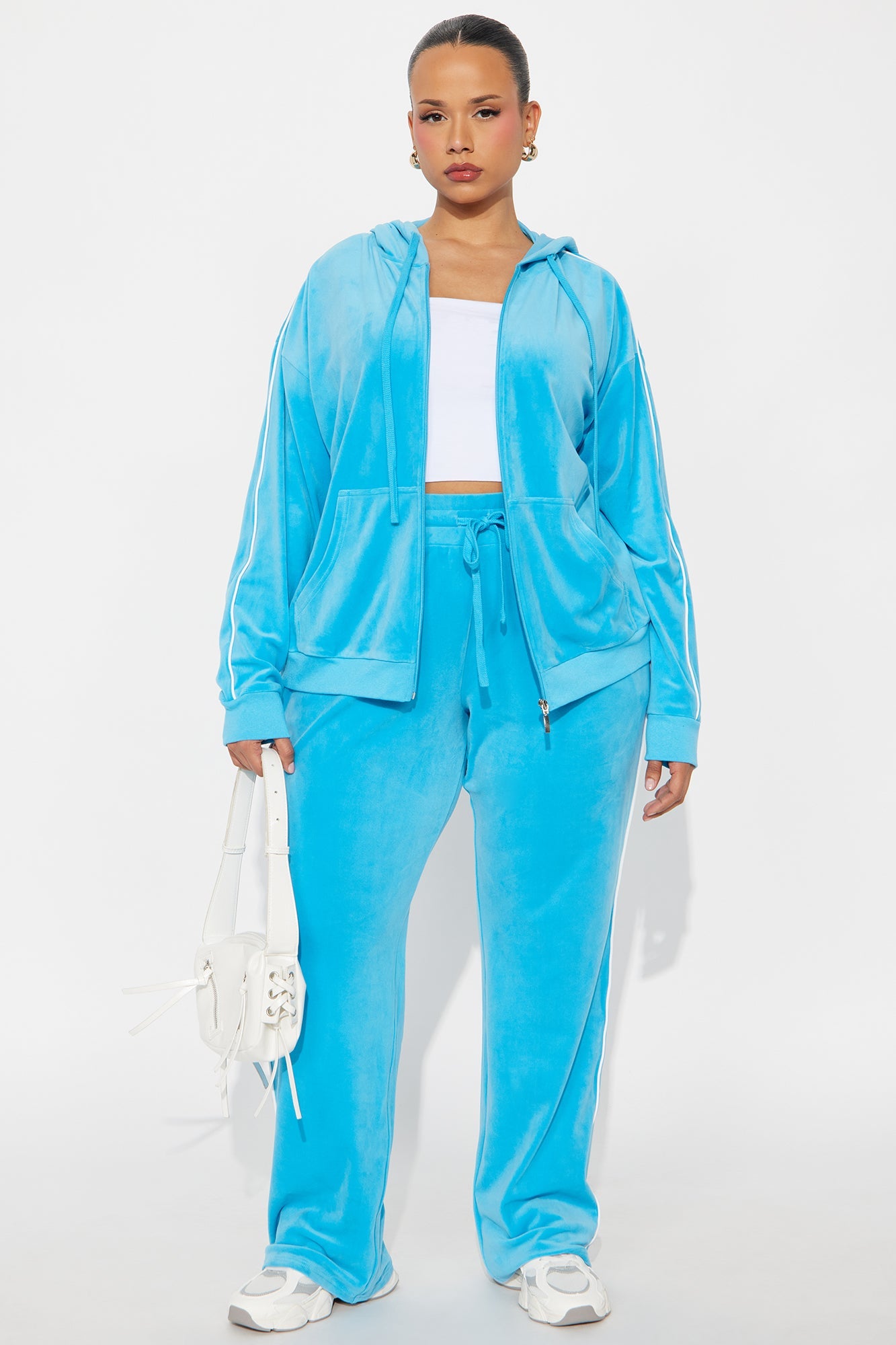 Chill Vibes Velour Pant Set - Aqua