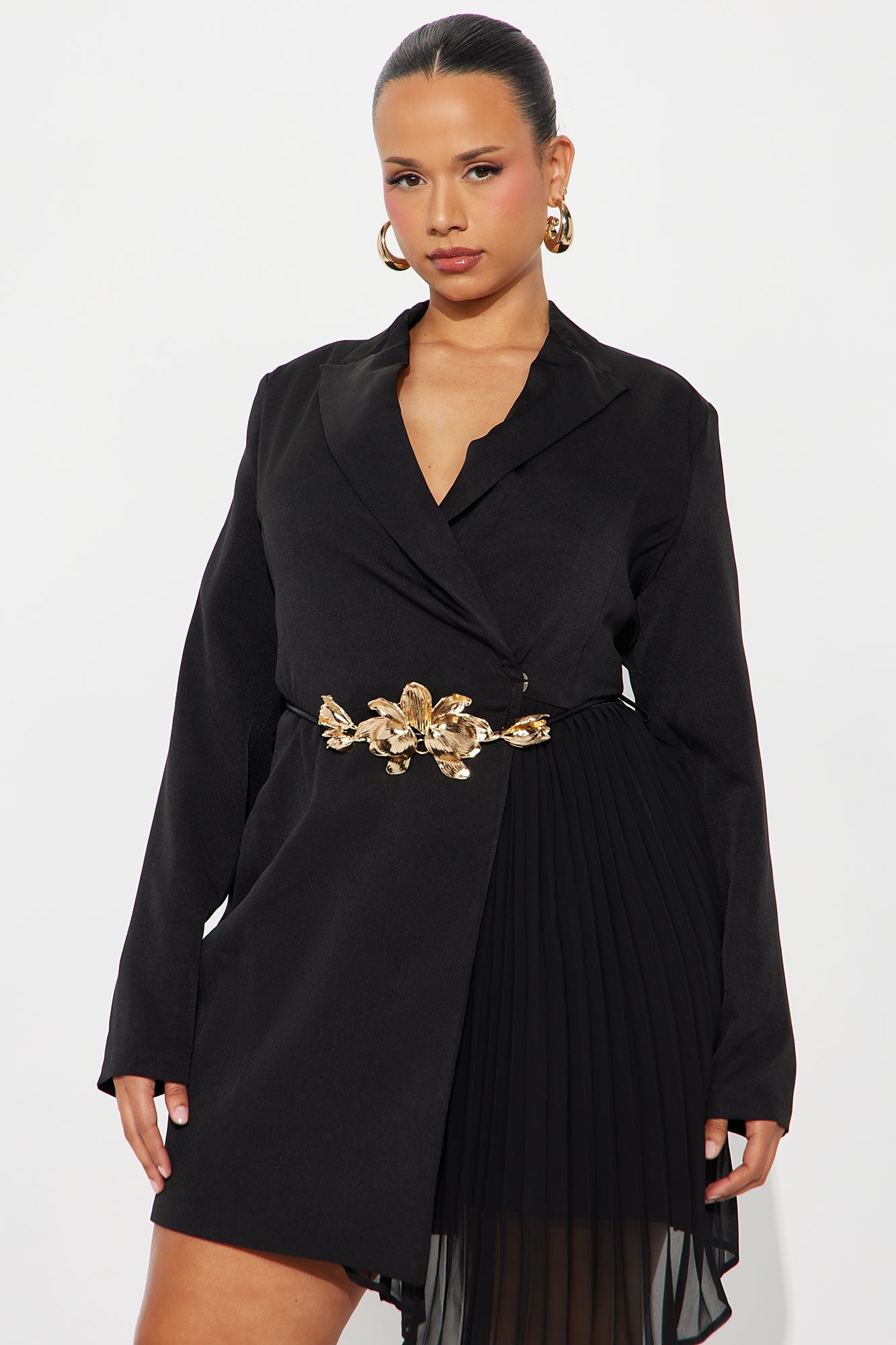 Danika Belted Blazer Mini Dress - Black
