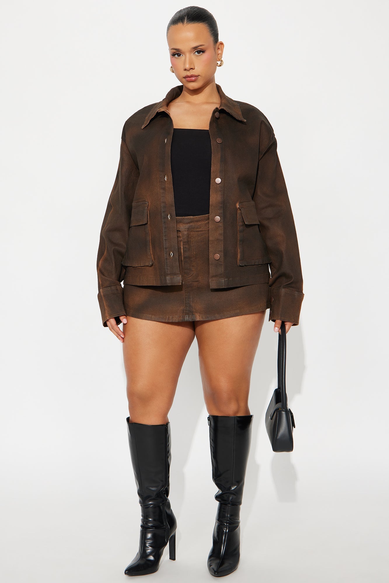 Taking Control Oversized Trucker Jacket - Chocolate