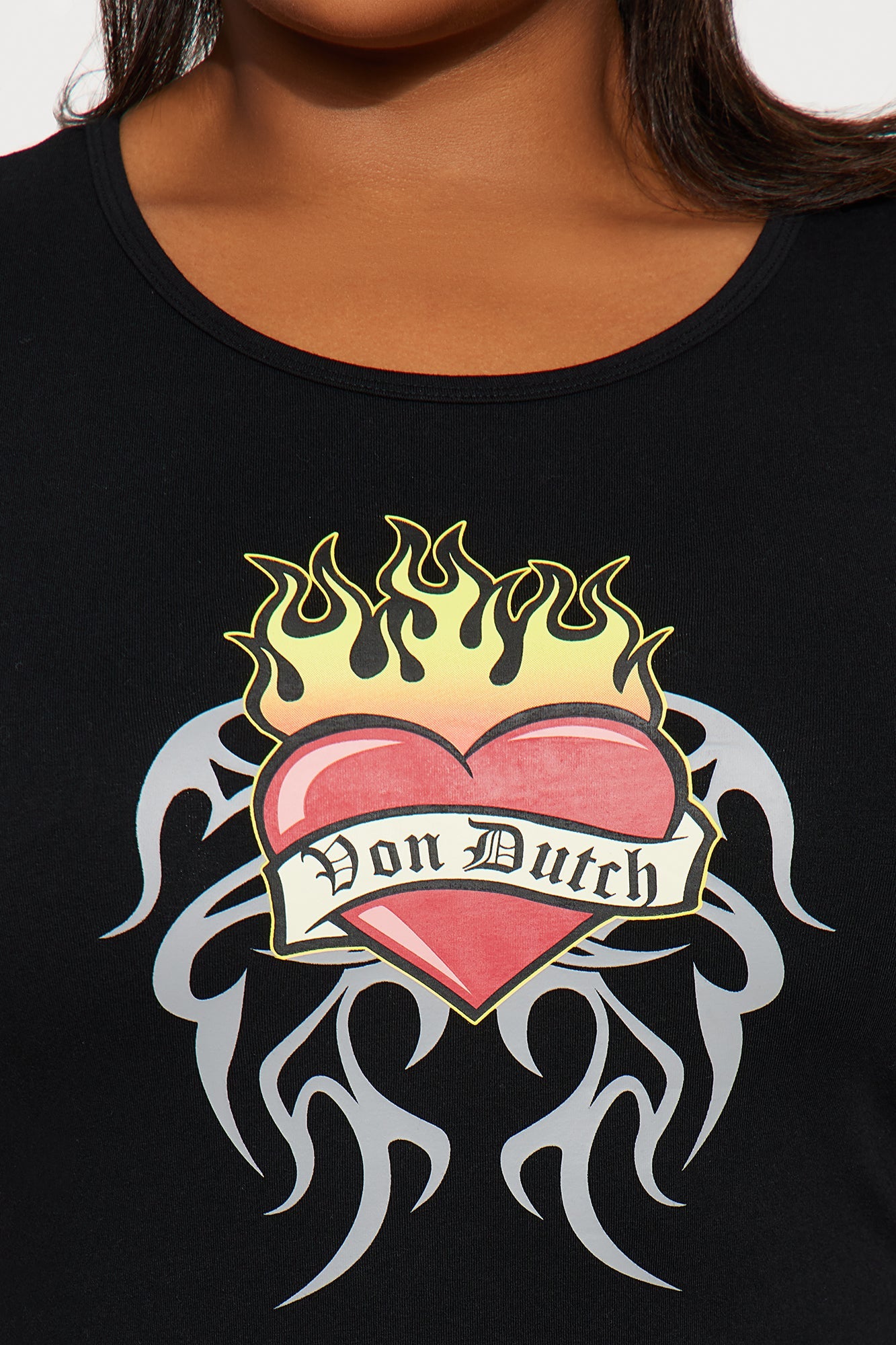 Von Dutch Fiery Heart Muscle Tee Mini Dress - Black