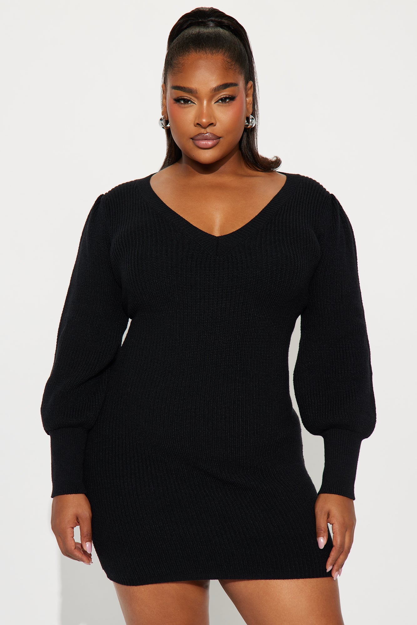 Tall Steph Sweater Mini Dress - Black