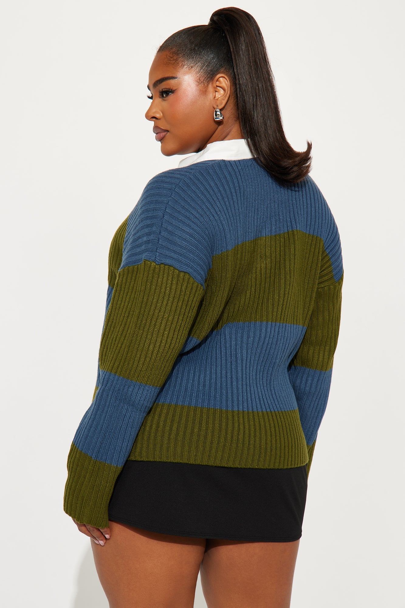 Make You Wonder Rugby Striped Sweater - Green/combo