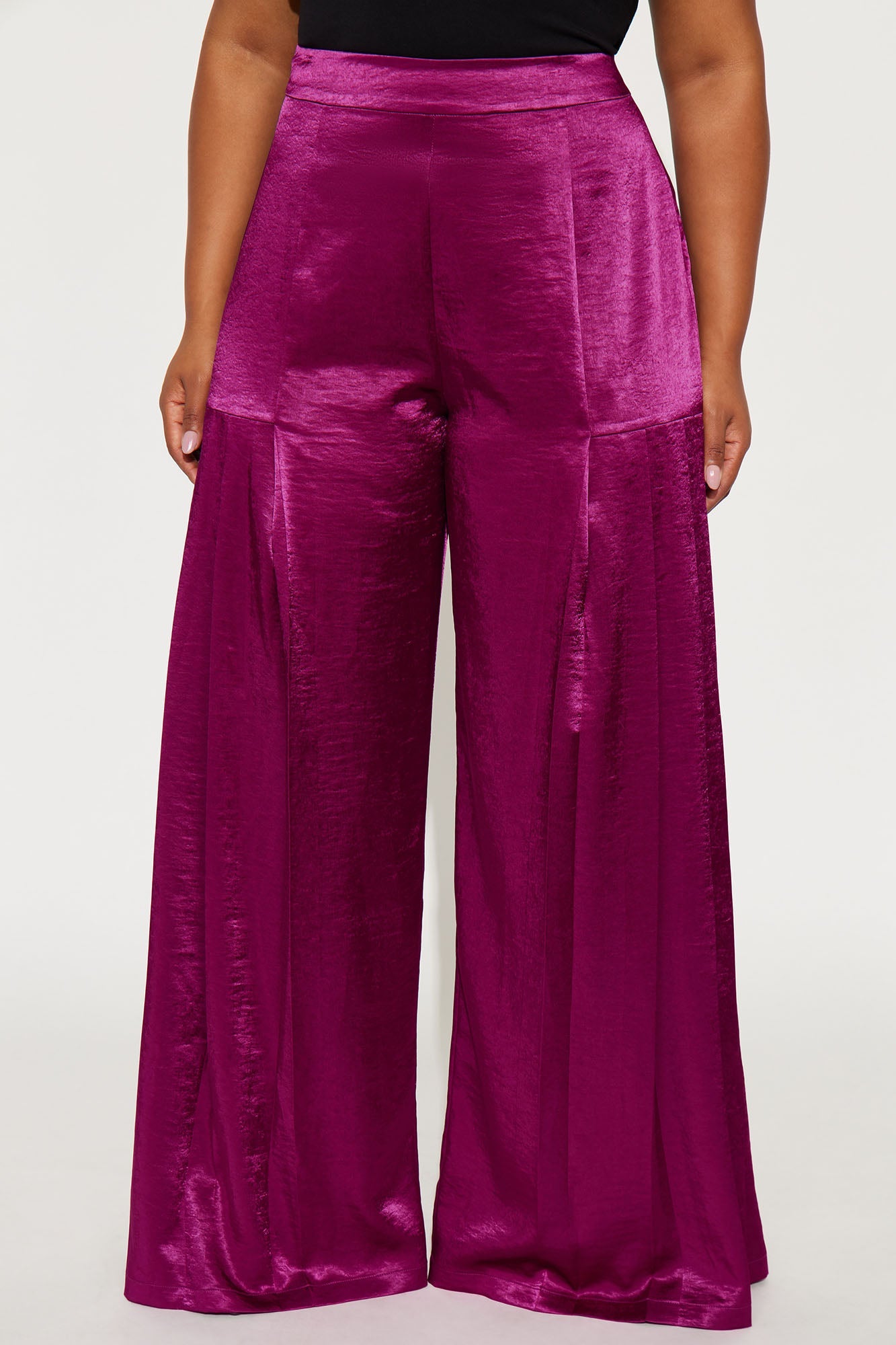 Lost In Your Eyes Satin Wide Leg Pant 33 - Plum