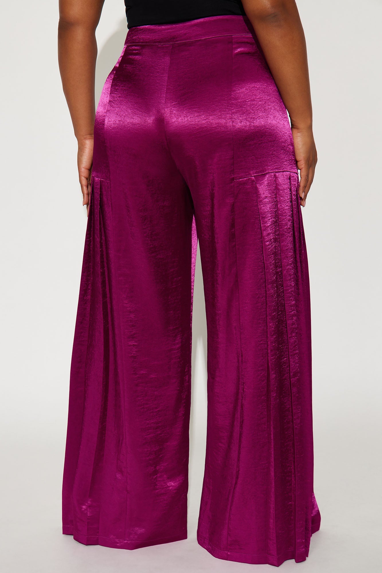 Lost In Your Eyes Satin Wide Leg Pant 33 - Plum