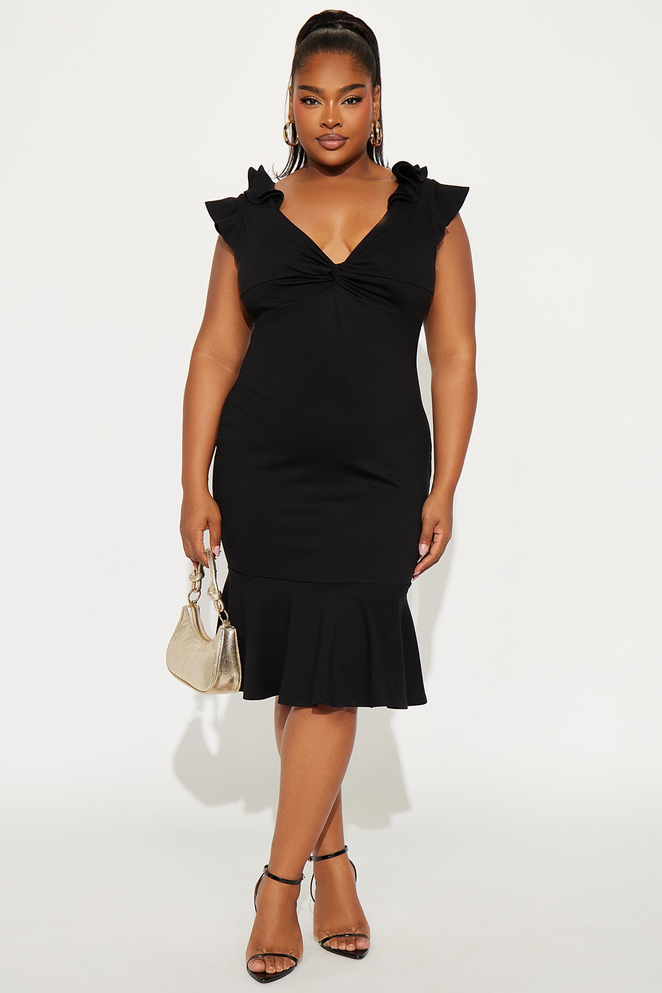 Celia Body Sculpt Ponte Midi Dress - Black