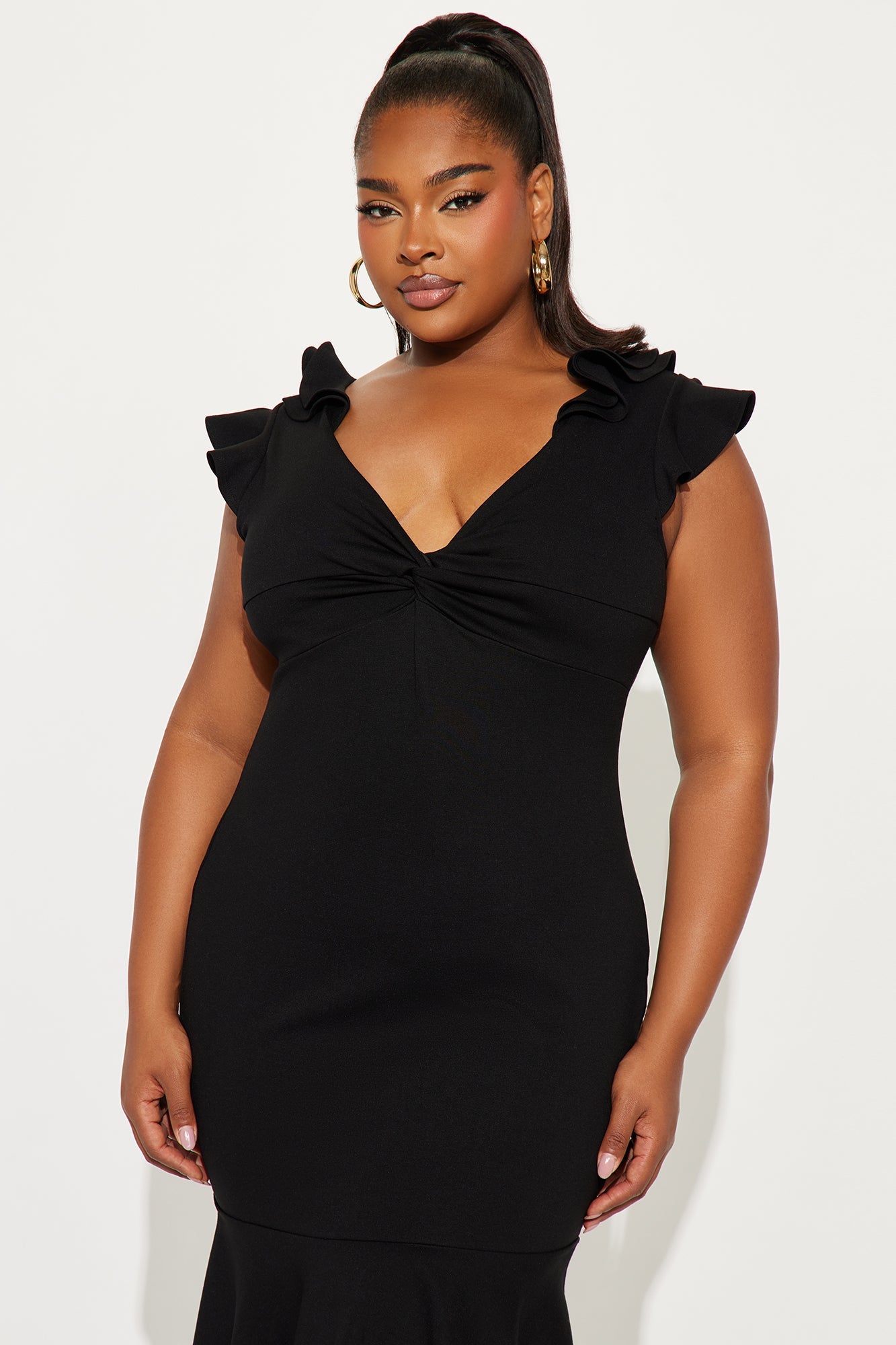 Celia Body Sculpt Ponte Midi Dress - Black