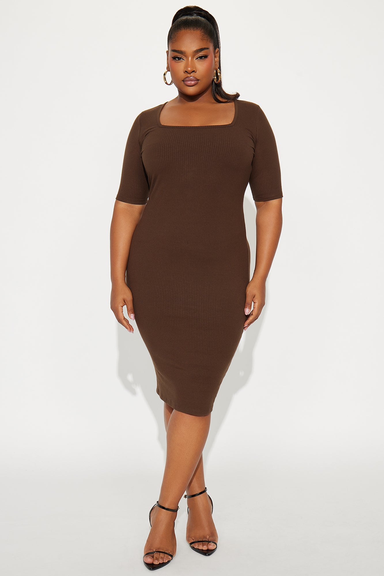 A Little Bossy Midi Dress - Chocolate