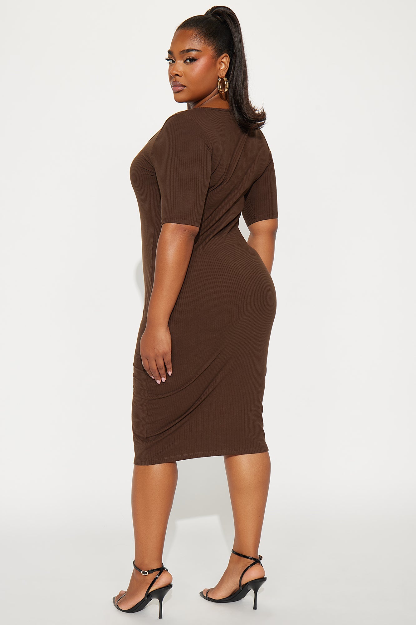 A Little Bossy Midi Dress - Chocolate