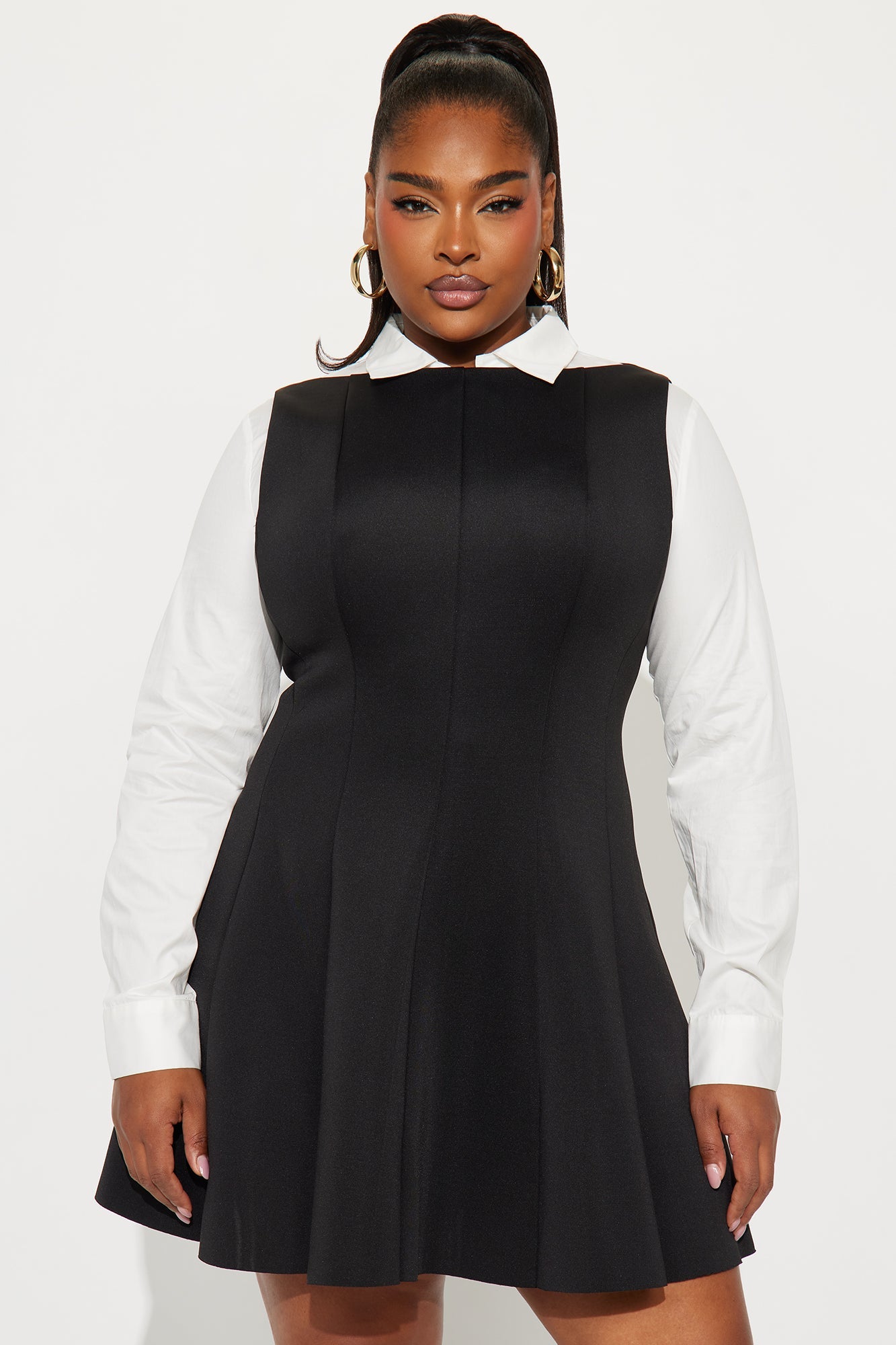 Sunday Looks Long Sleeve Mini Dress - Black