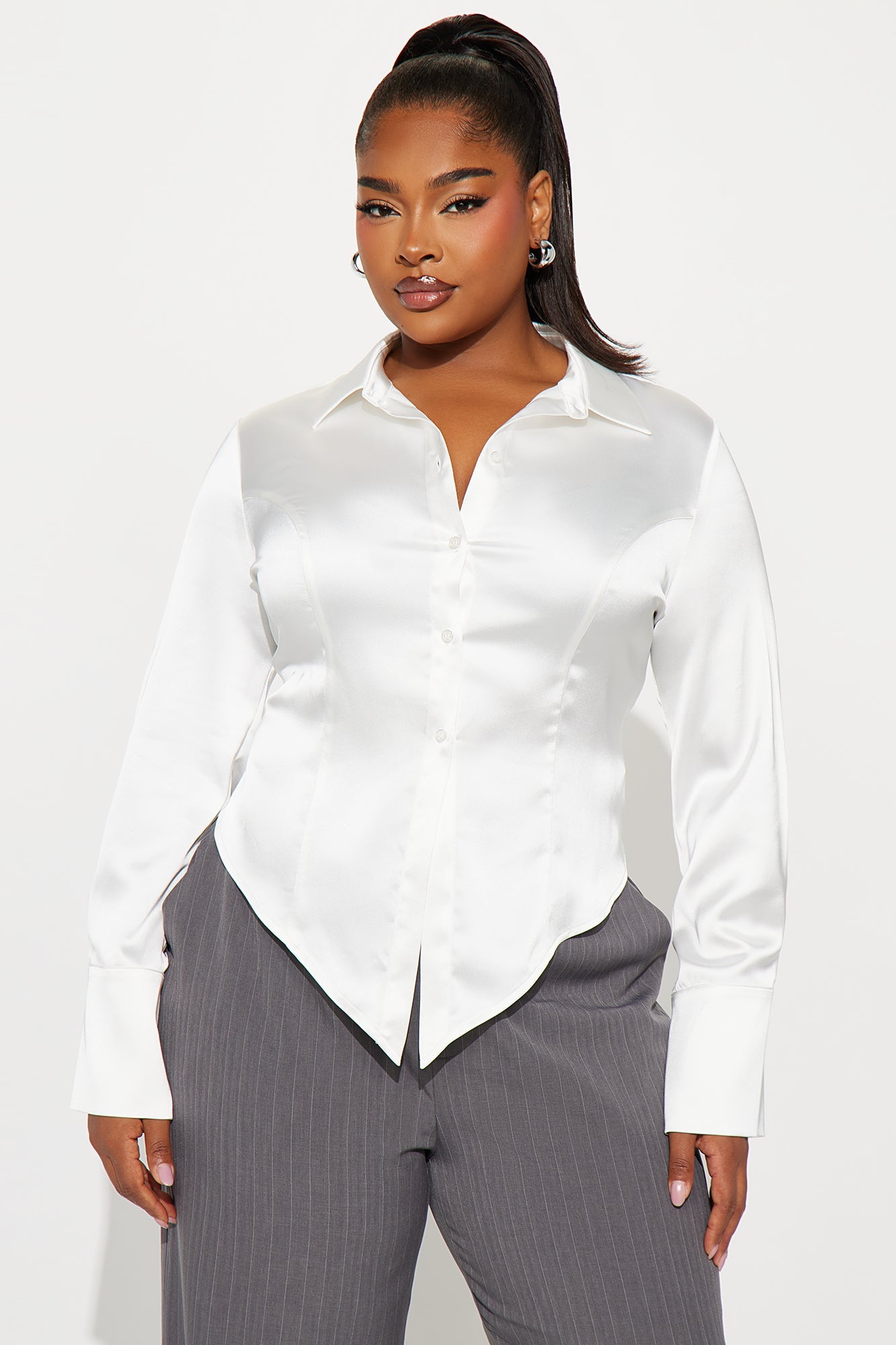 Emotionally Expensive Satin Shirt - White